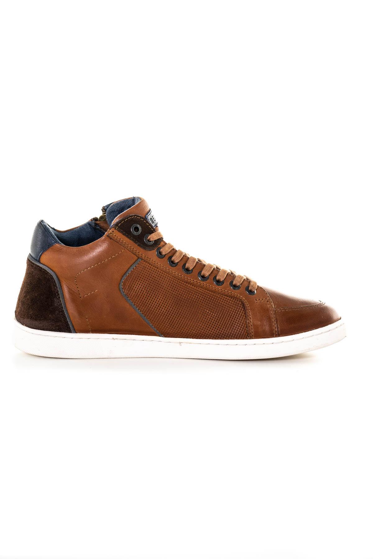 Baskets Original Penguin Shot Jungle - Cuir Marron Foncé - Taille 9 Homme - Occasion Comme Neuves