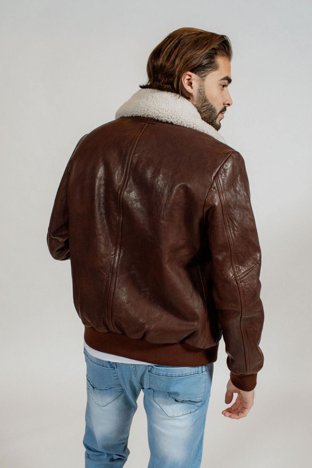 Blouson Homme Redskins ROYAL GREEN BROWN - Cuir-city.com