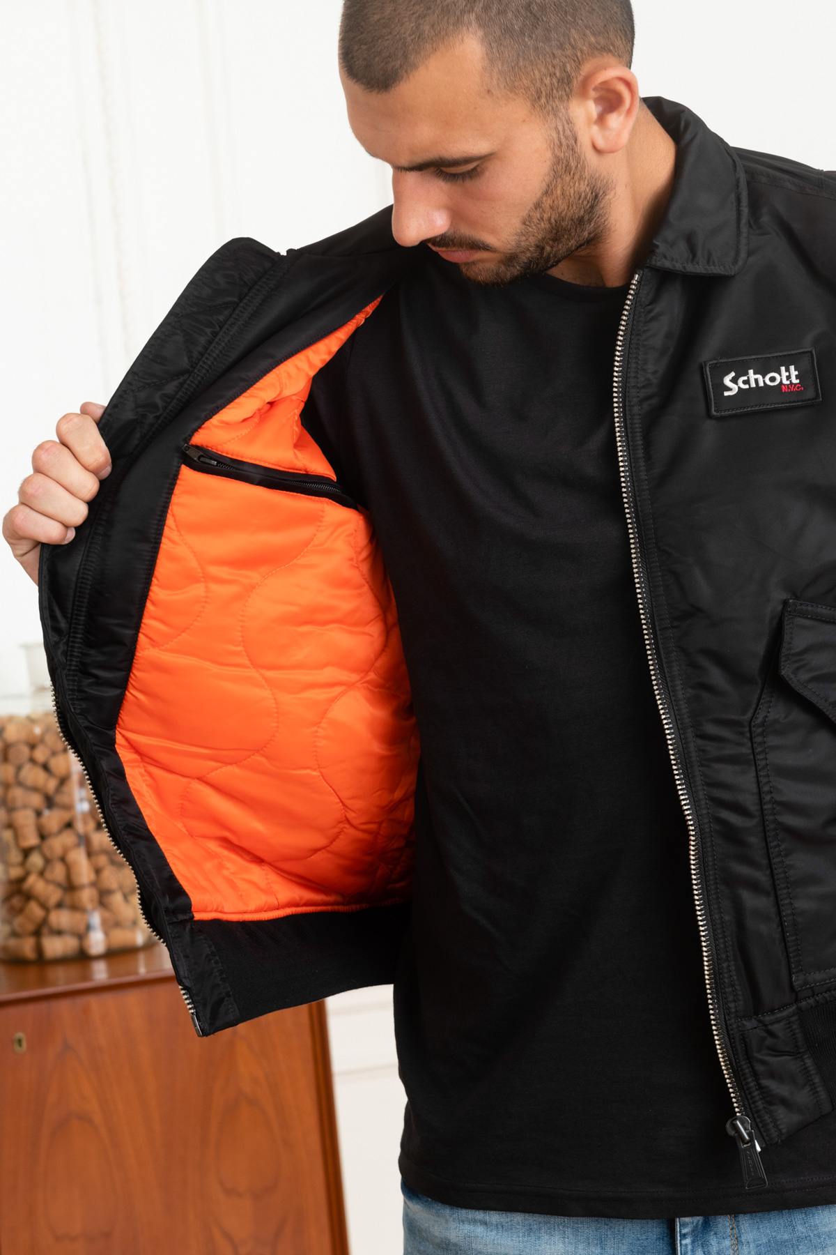 Giacche Uomo Schott 210100RS BLACK — vista 4