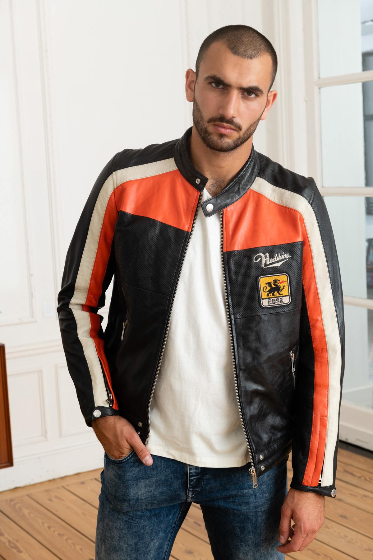Giacche Uomo Redskins NOTY TRIPWAY BLACK ORANGE WHITE — vista 6