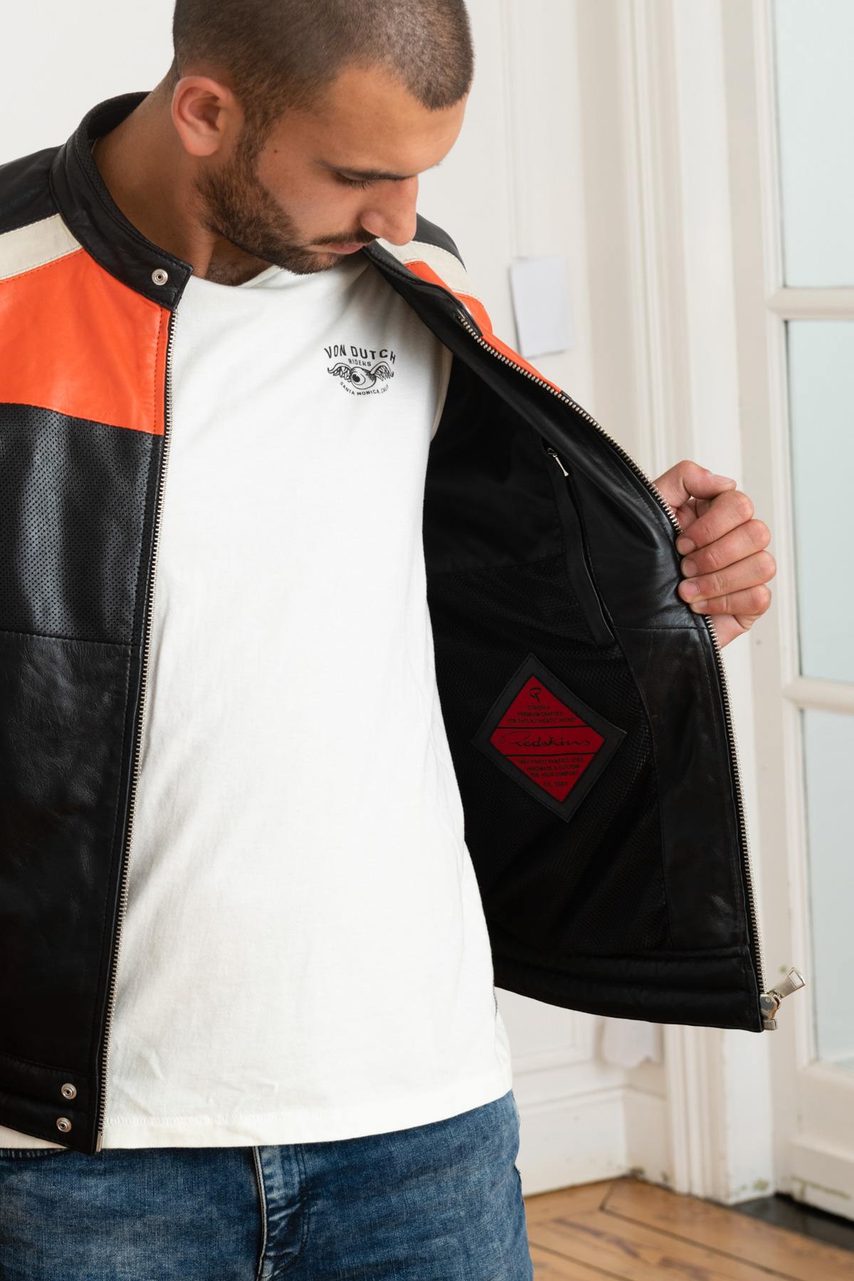 Giacche Uomo Redskins NOTY TRIPWAY BLACK ORANGE WHITE — vista 4
