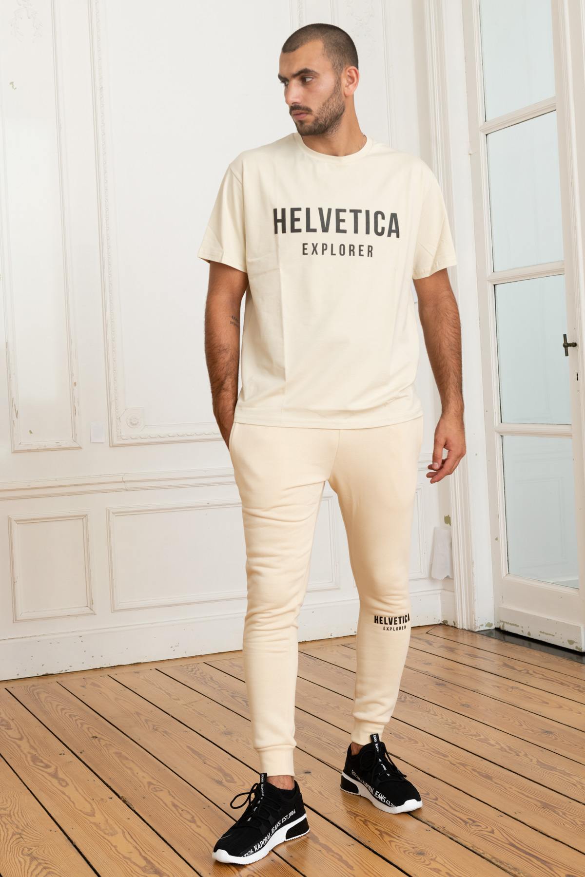 Tee Shirt Homme Helvetica Mountain Pioneers BARWIN CREAM — vue 2