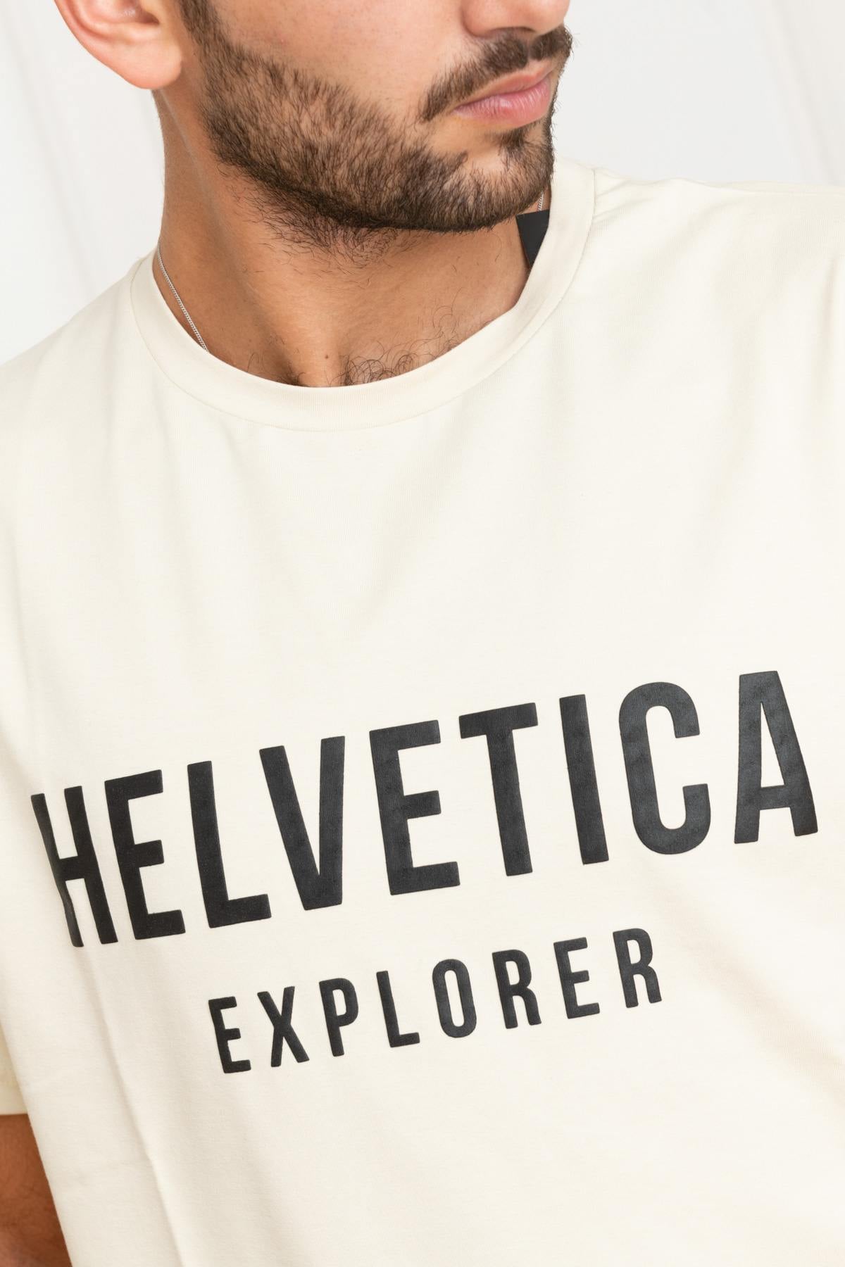 Tee Shirt Homme Helvetica Mountain Pioneers BARWIN CREAM — vue 4