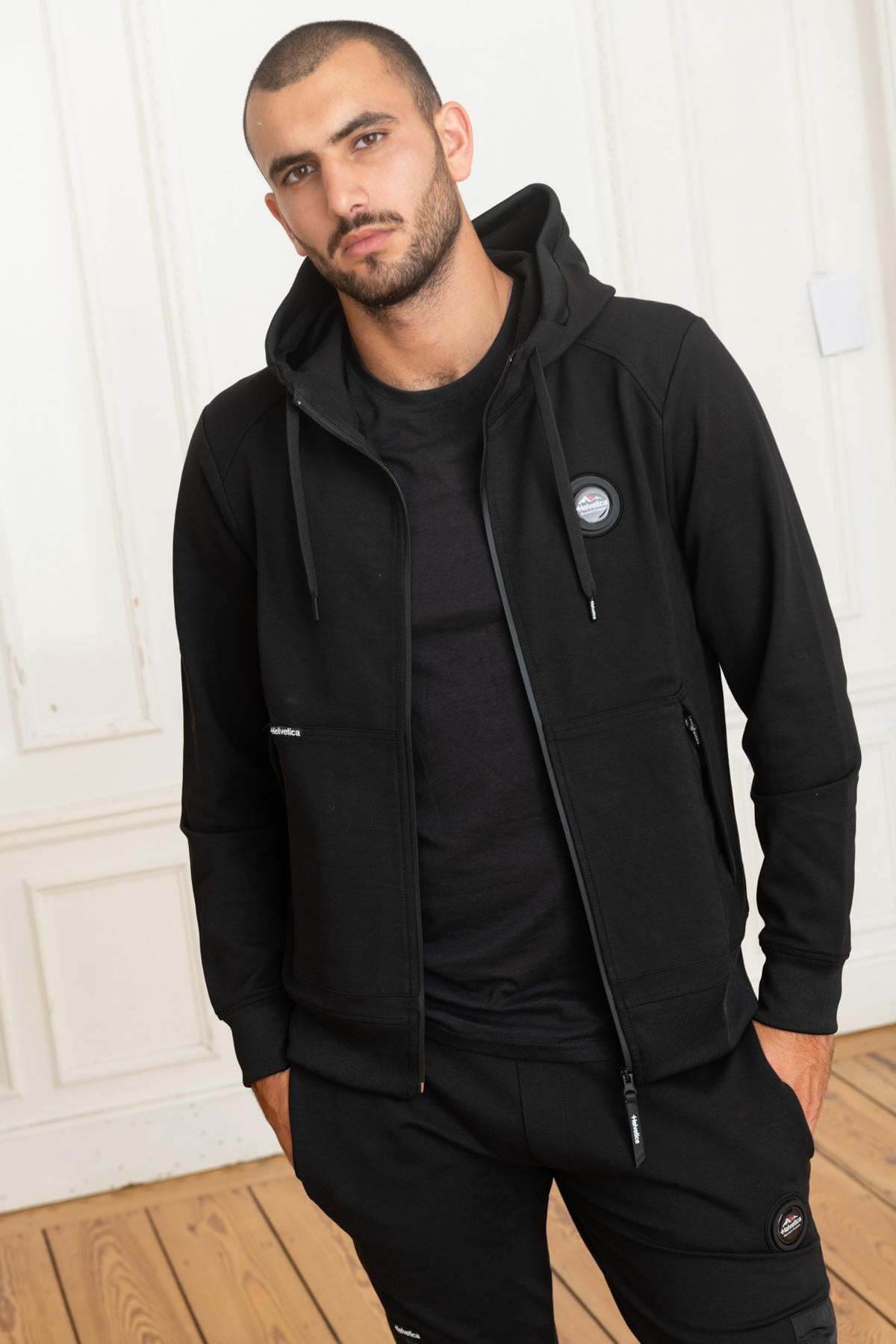 Pull/sweatshirt Homme Helvetica Mountain Pioneers WORTHON BLACK — vue 3