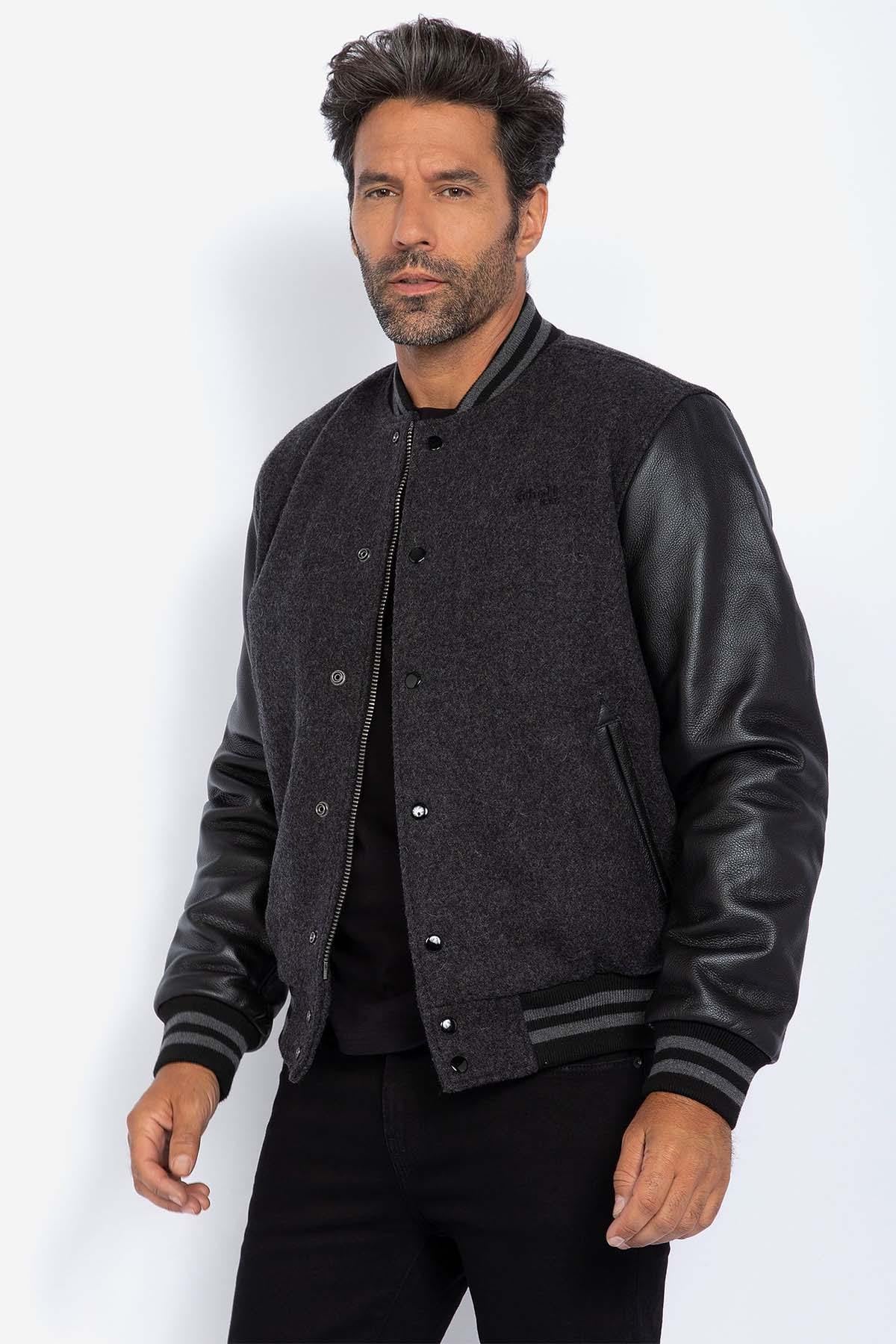 Chaqueta Hombre Schott LC8705 GREY/BLACK  — vista 3