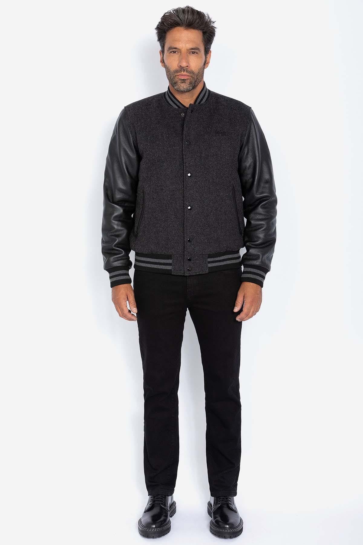 Chaqueta Hombre Schott LC8705 GREY/BLACK  — vista 4