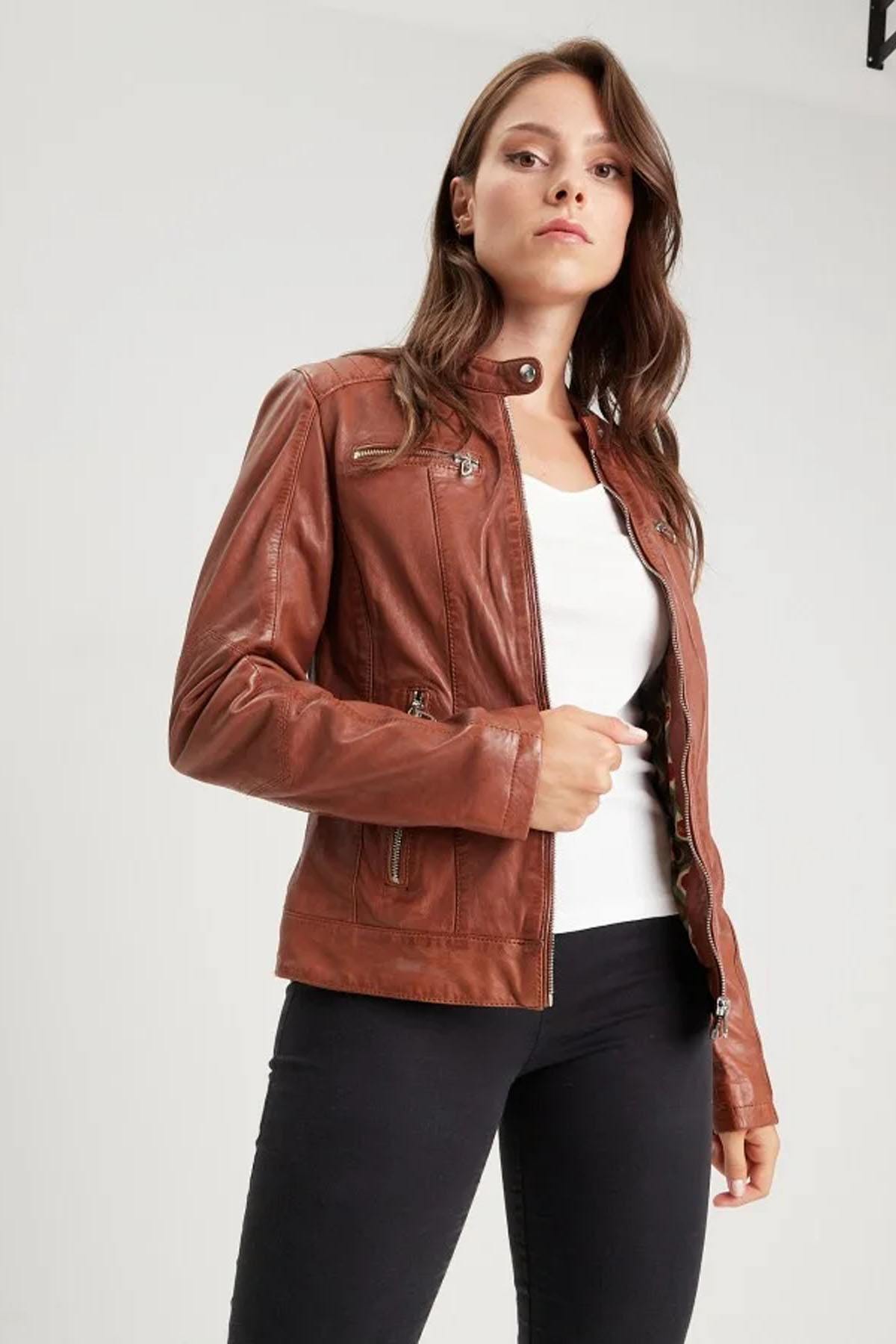 Giacche Donna Rose Garden JODYTA LAMB VITA COGNAC — vista 1