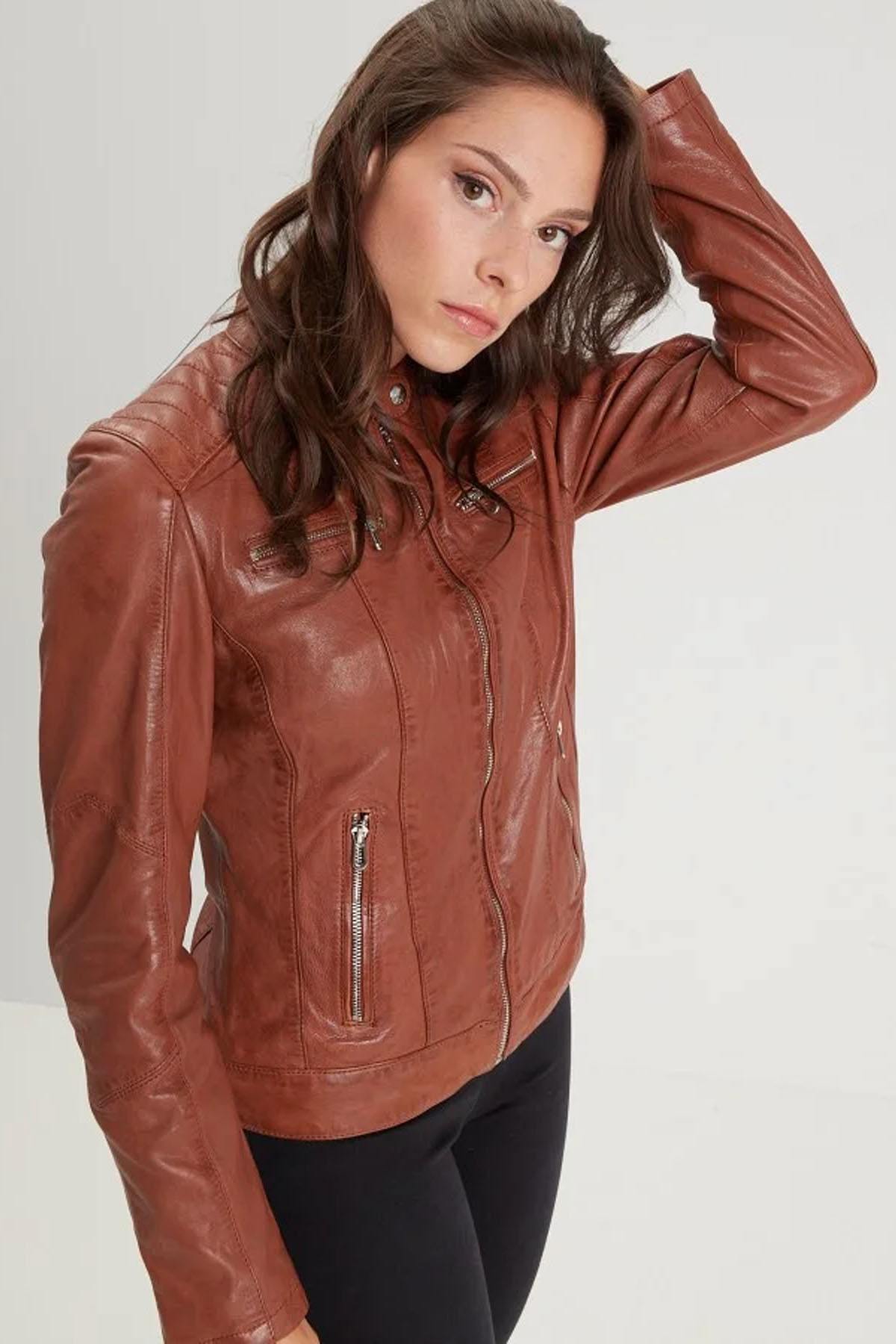 Giacche Donna Rose Garden JODYTA LAMB VITA COGNAC — vista 2