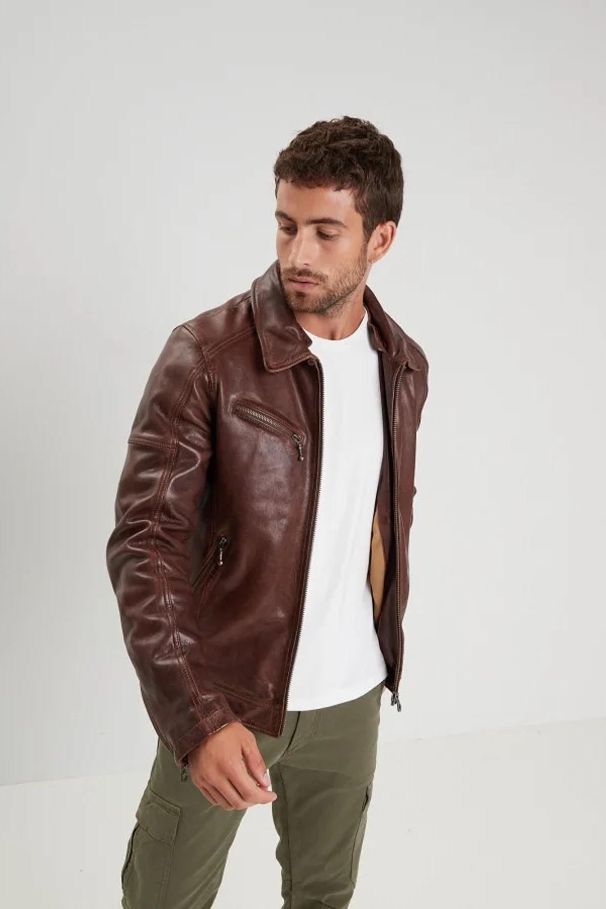 Giacche Uomo Daytona PLATON FAKE FUR LAMB PAOLO DARK COGNAC — vista 2