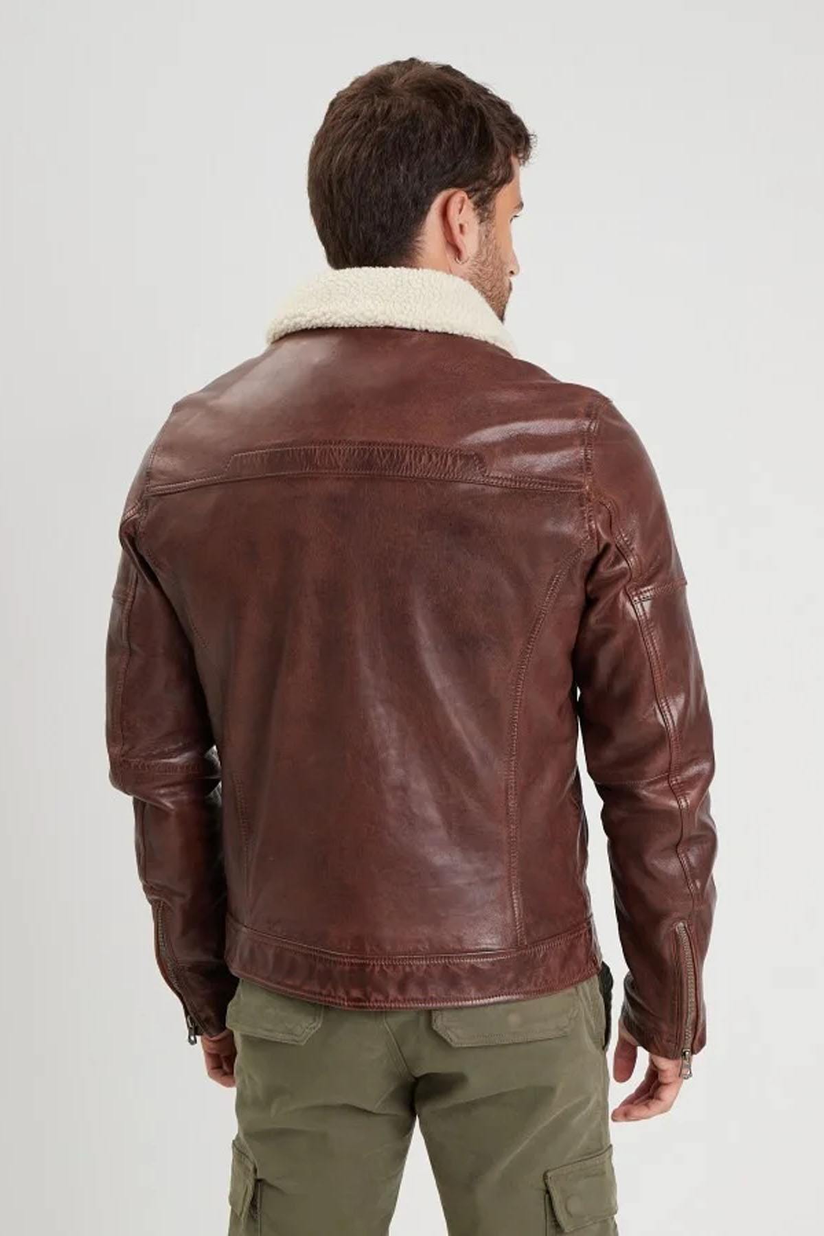 Giacche Uomo Daytona PLATON FAKE FUR LAMB PAOLO DARK COGNAC — vista 4
