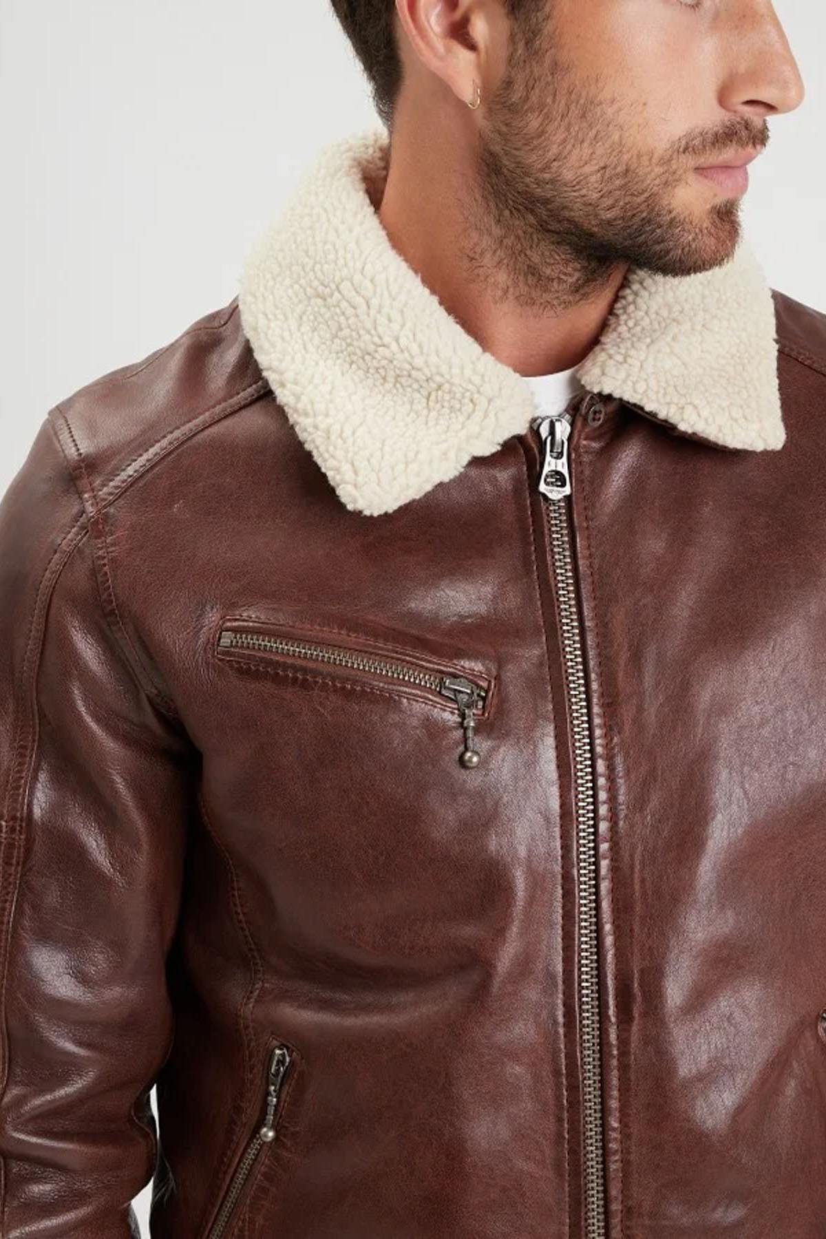 Giacche Uomo Daytona PLATON FAKE FUR LAMB PAOLO DARK COGNAC — vista 5