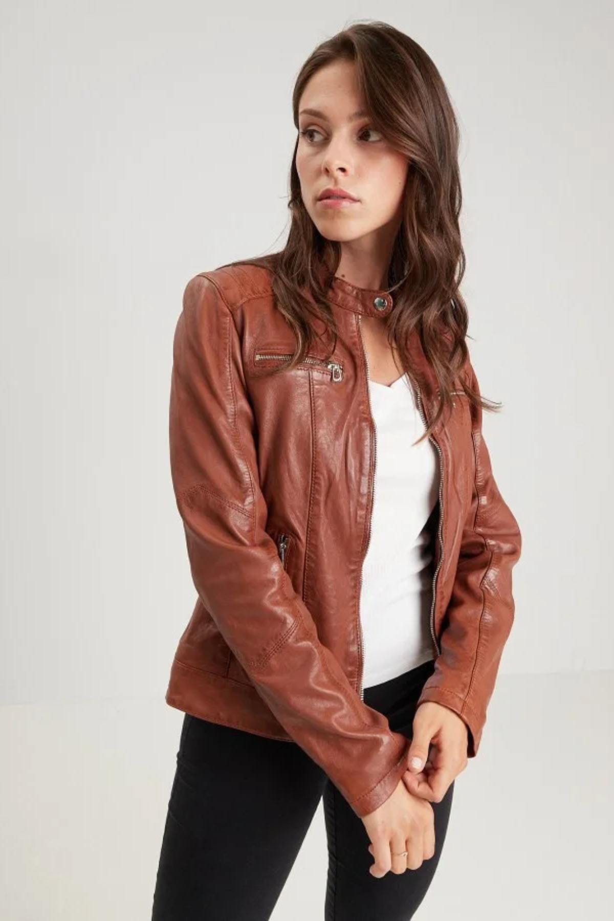 Giacche Donna Rose Garden JODYTA LAMB VITA COGNAC — vista 6