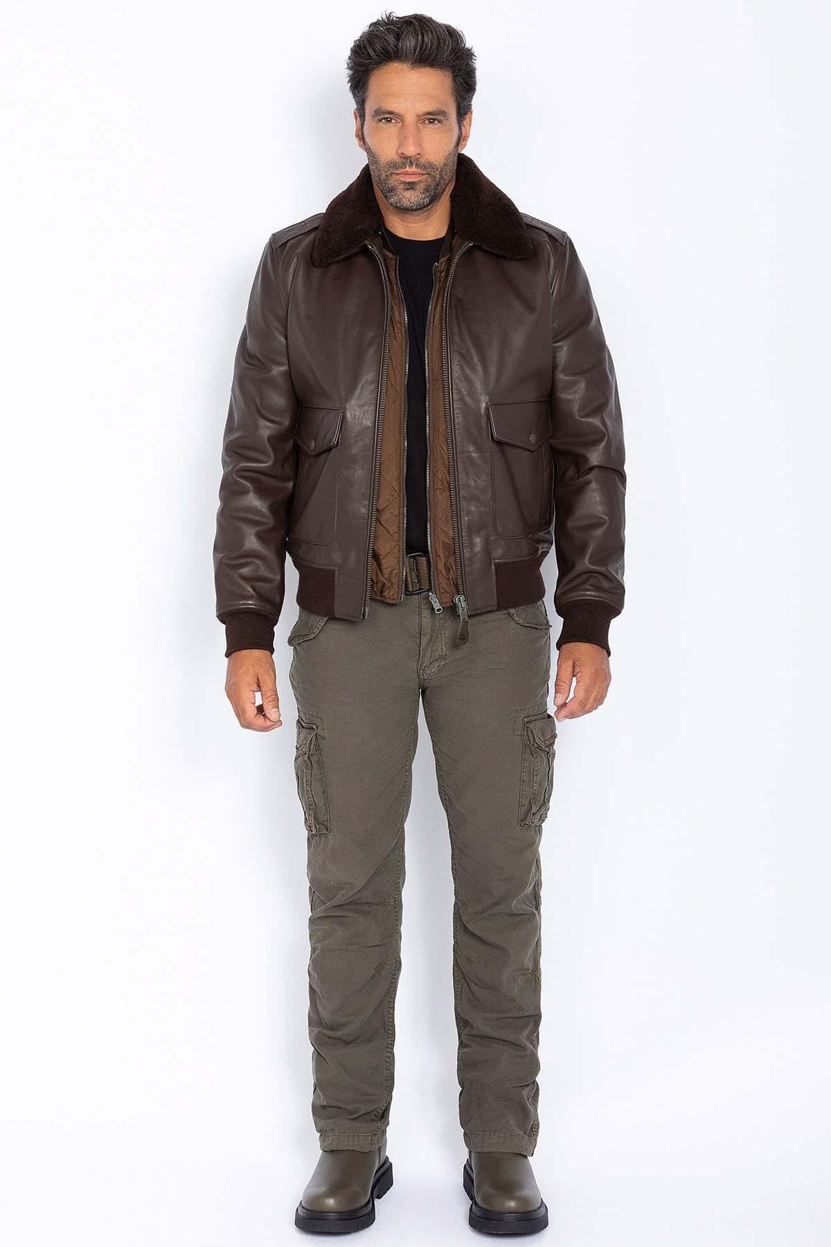 Herren Jacke Schott LCFLYW22 BROWN — Ansicht 3