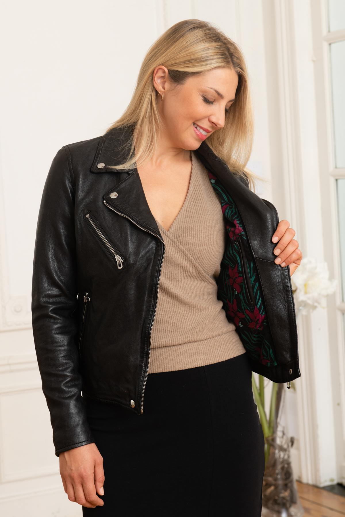 Chaqueta Mujeres Rose Garden OLYMPE LAMB VITA BLACK — vista 3