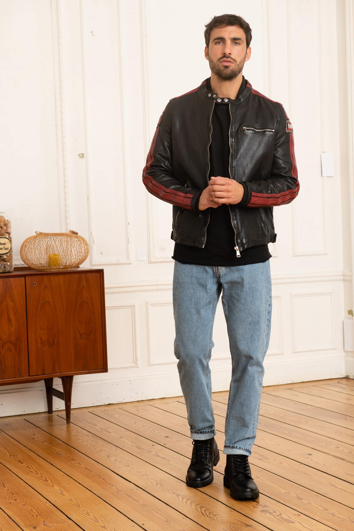 Chaqueta Hombre Redskins DEEGAN BARCELONA BLACK RED — vista 3