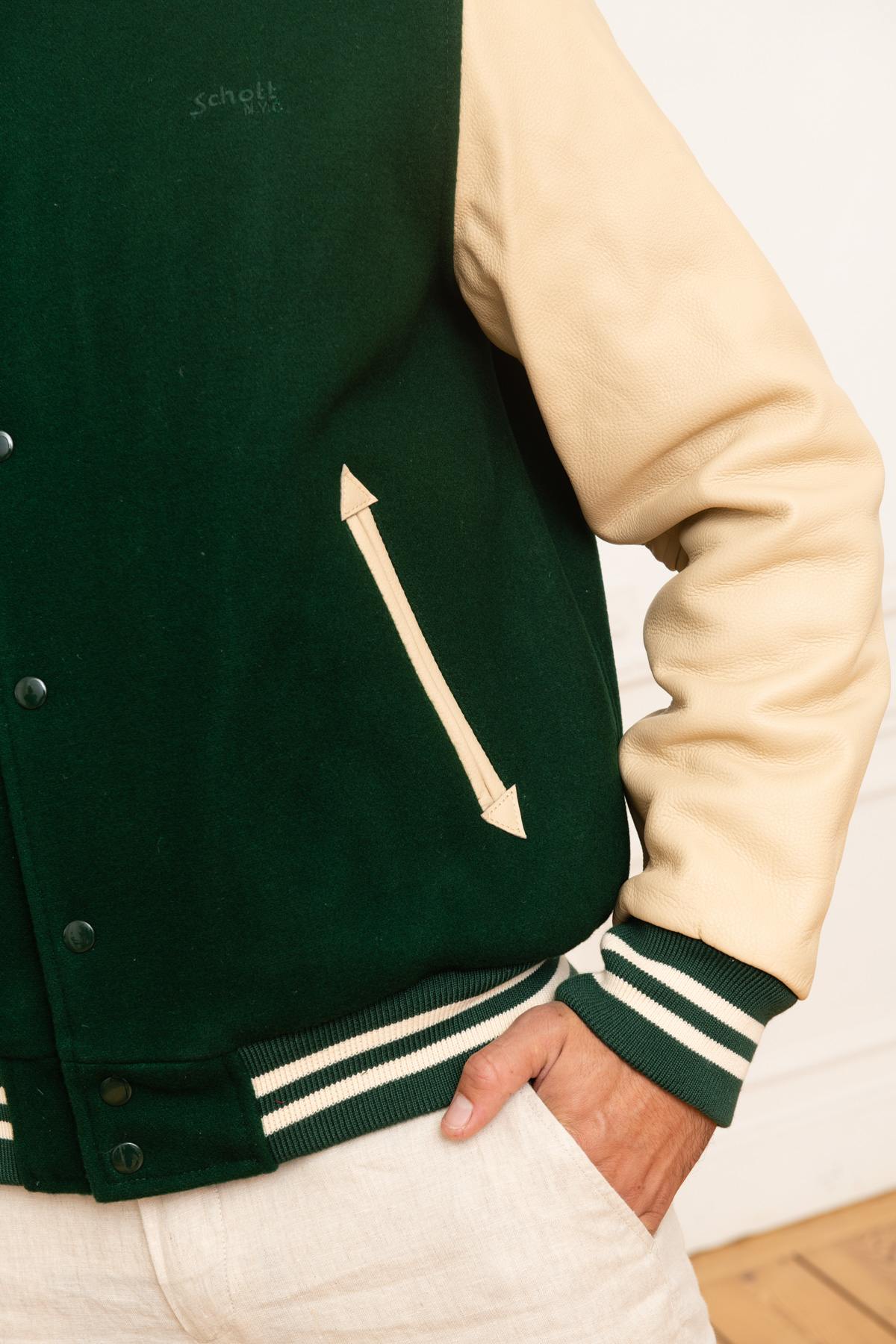 Giacche Uomo Schott LC8705 GREEN/BEIGE — vista 7