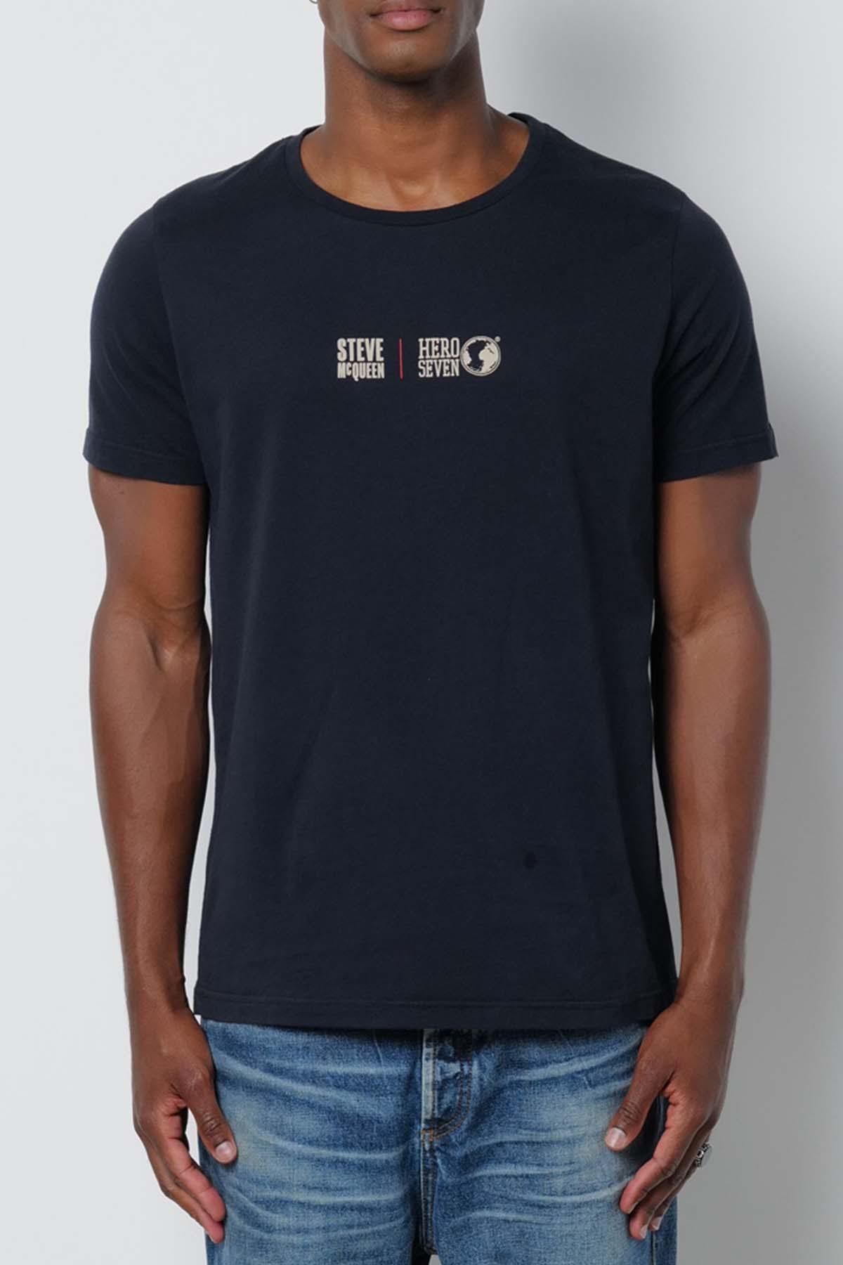 T-shirt Uomo Steve Mcqueen FACE TO FACE DARK BLUE H22106 — vista 3