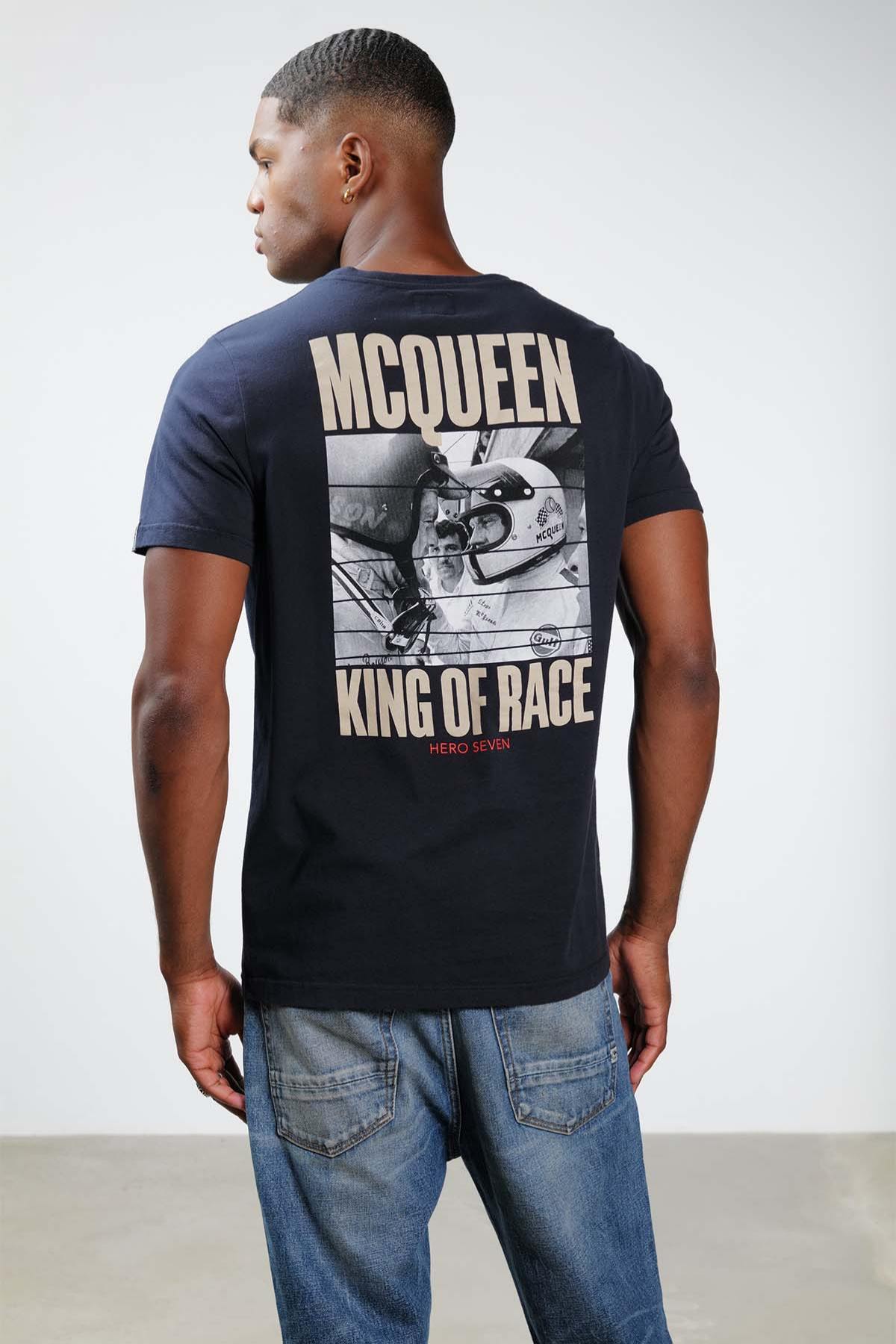 T-shirt Uomo Steve Mcqueen FACE TO FACE DARK BLUE H22106 — vista 4