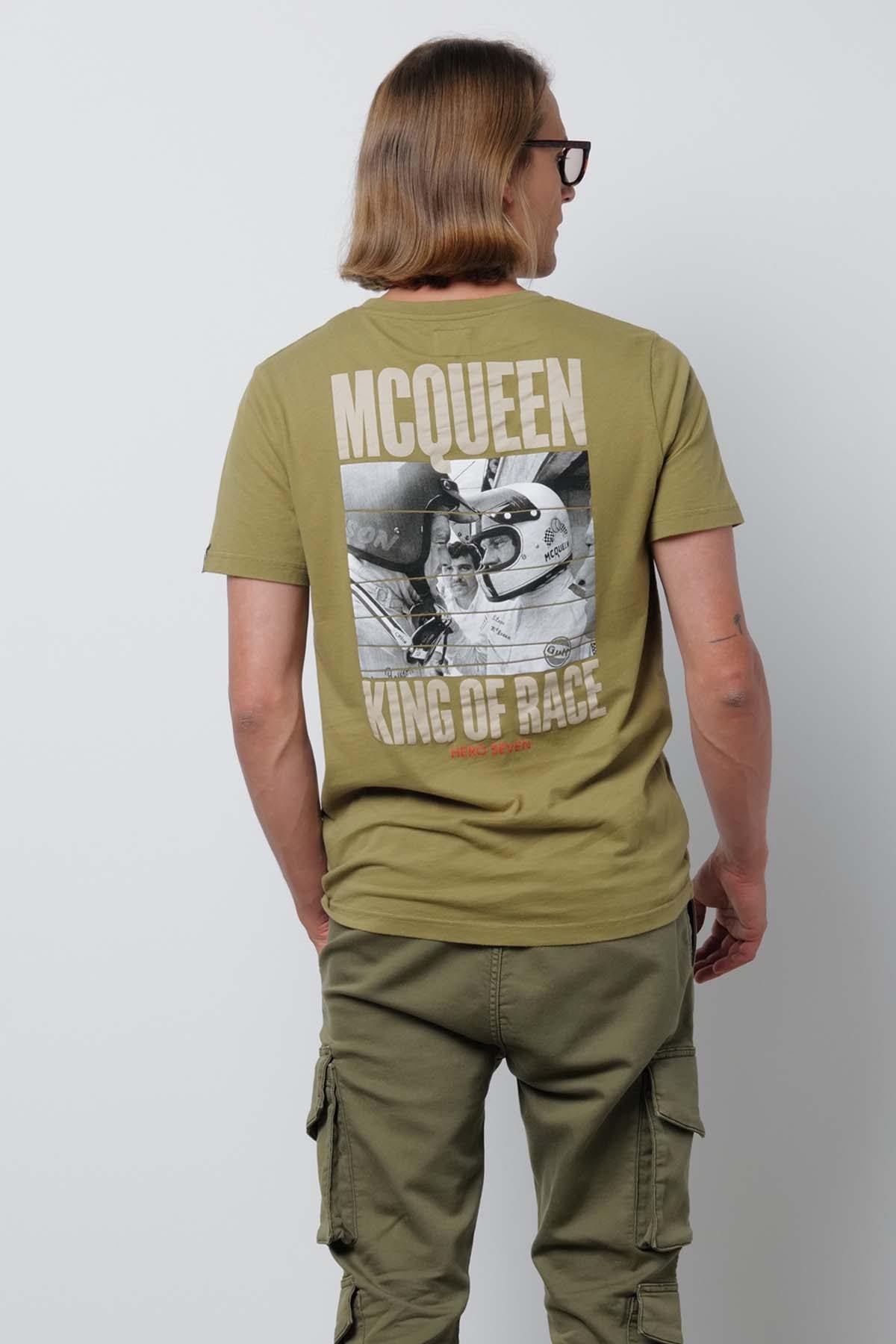 Tee Shirt Homme Steve Mcqueen FACE TO FACE PRESSED OLIV H22106 — vue 4