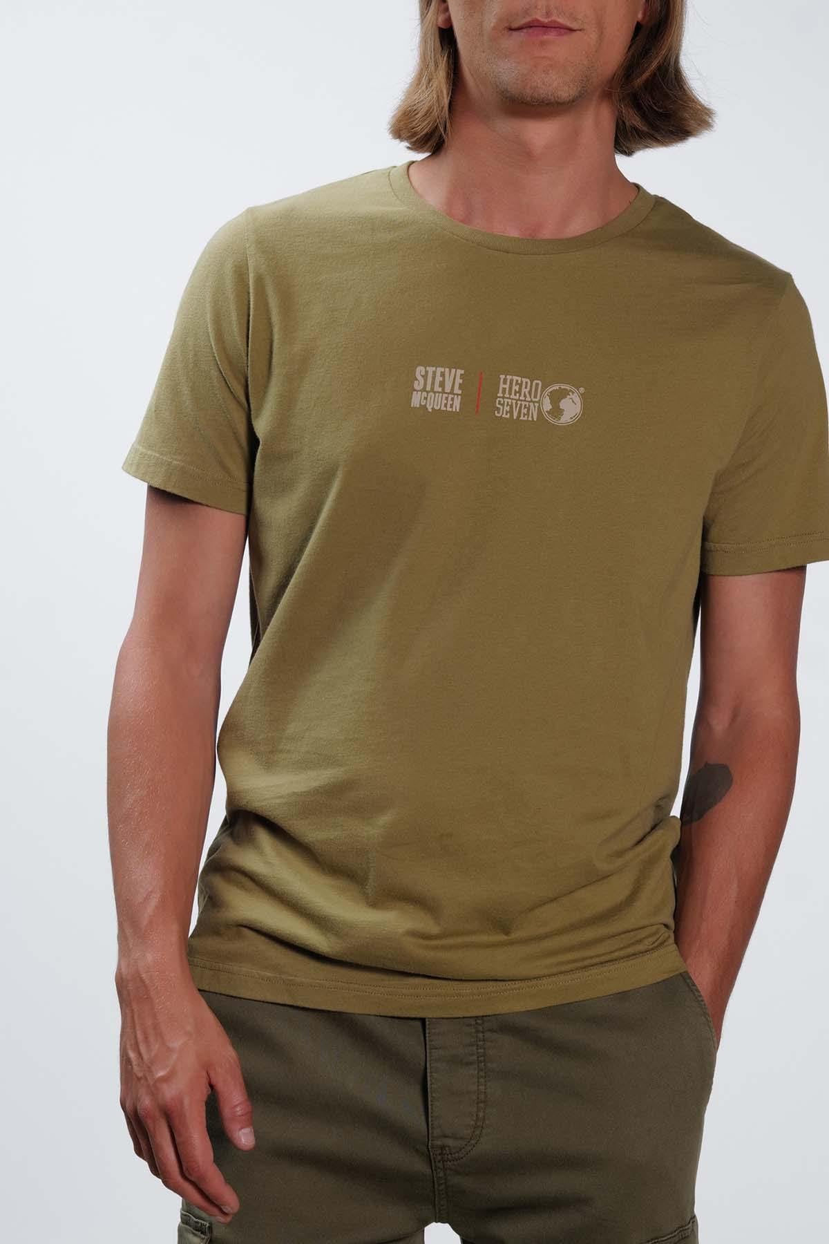 Tee Shirt Homme Steve Mcqueen FACE TO FACE PRESSED OLIV H22106 — vue 5