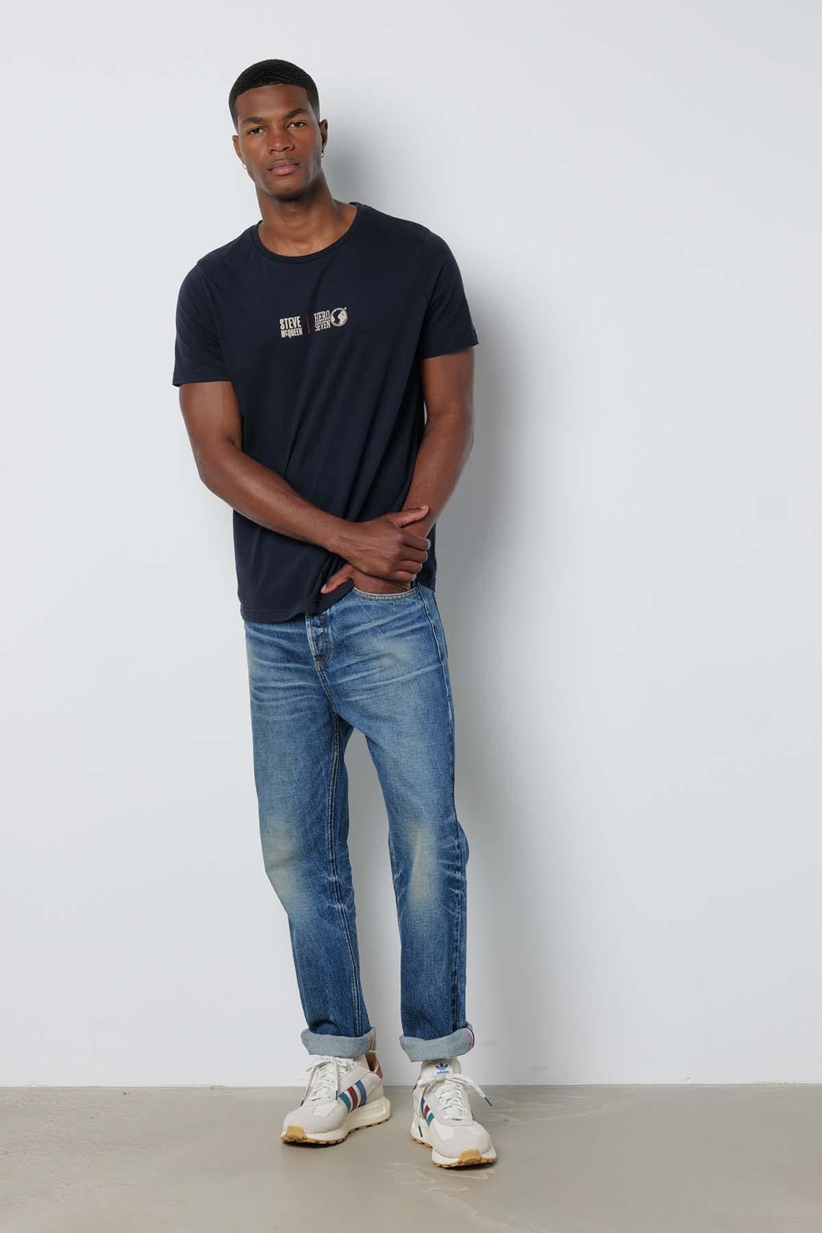 T-shirt Uomo Steve Mcqueen FACE TO FACE DARK BLUE H22106 — vista 6