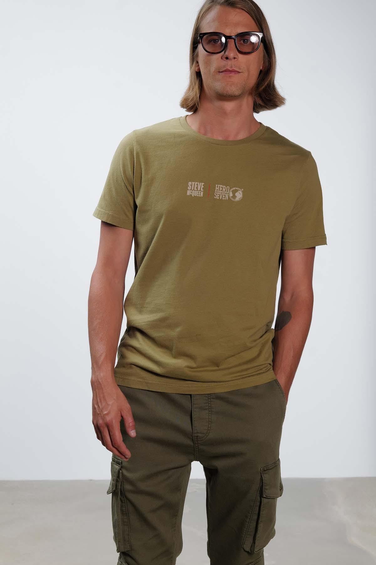 Tee Shirt Homme Steve Mcqueen FACE TO FACE PRESSED OLIV H22106 — vue 2