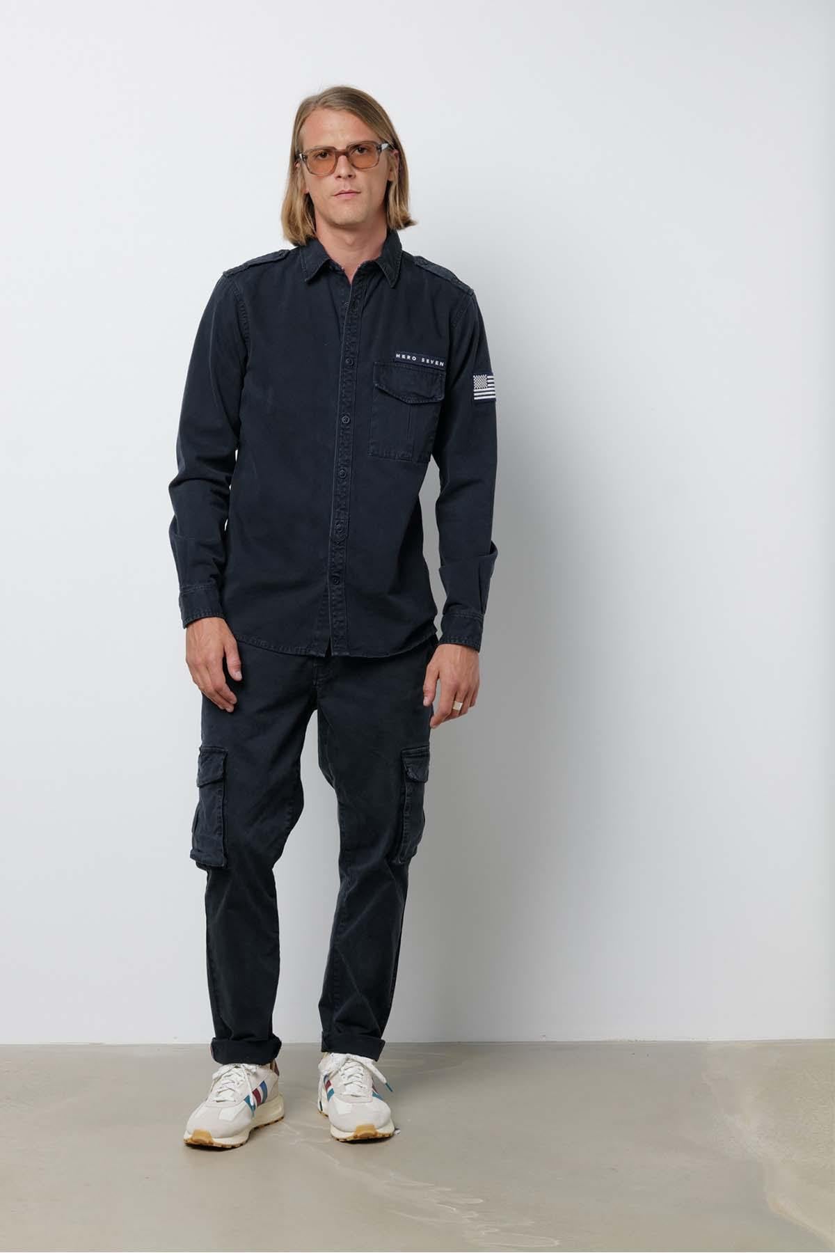 Camicia Uomo Hero Seven SMQ SHIRT DARK BLUE — vista 2