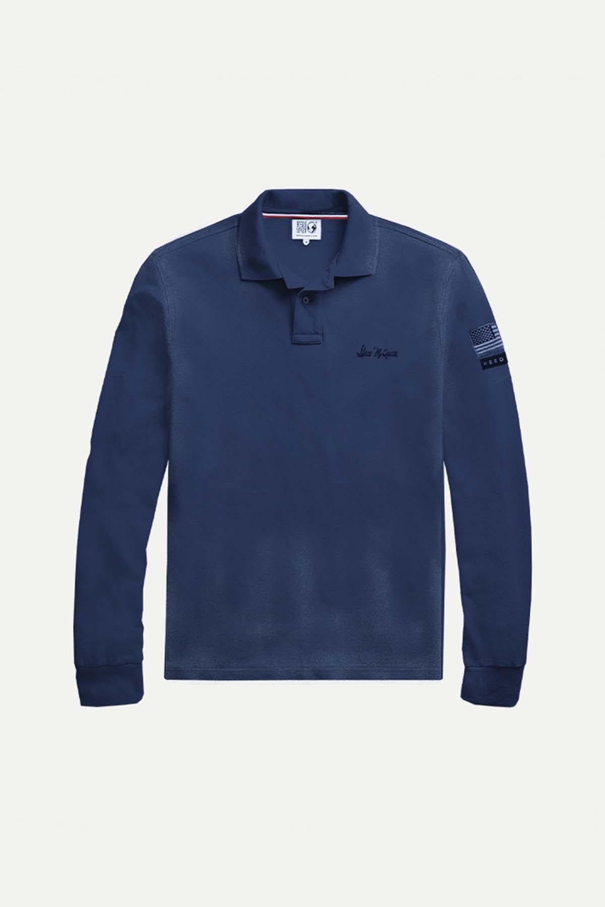 Polo Uomo Steve Mcqueen CHAIN POLO LS DARK BLUE — vista 5
