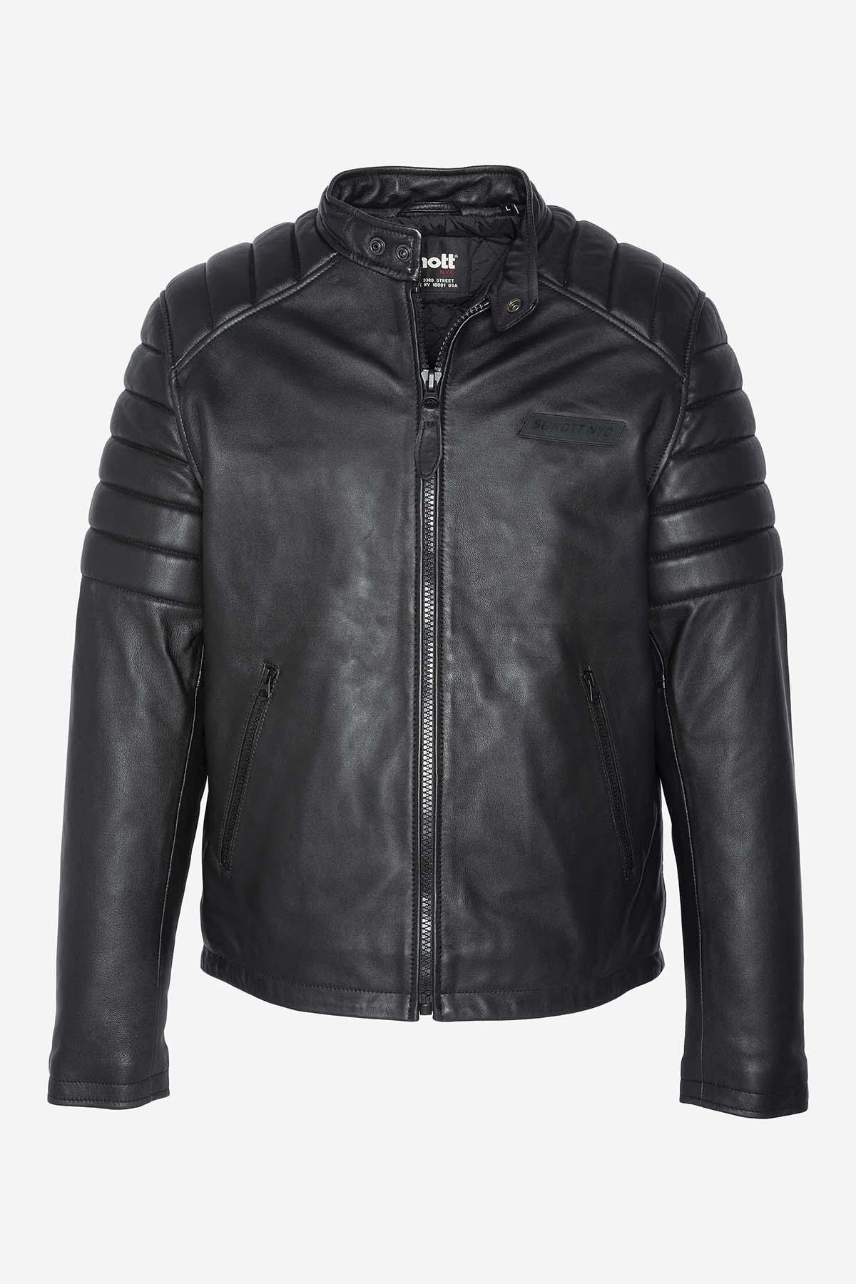 Giacche Uomo Schott LCBIKERQTBD BLACK — vista 6