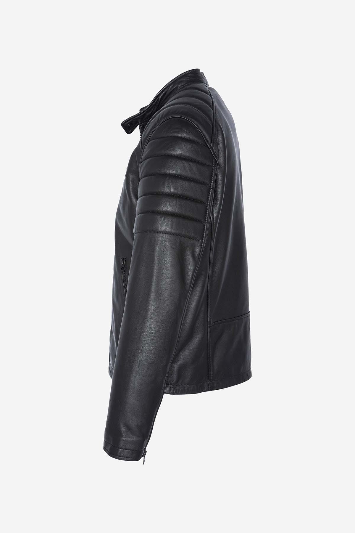 Giacche Uomo Schott LCBIKERQTBD BLACK — vista 8