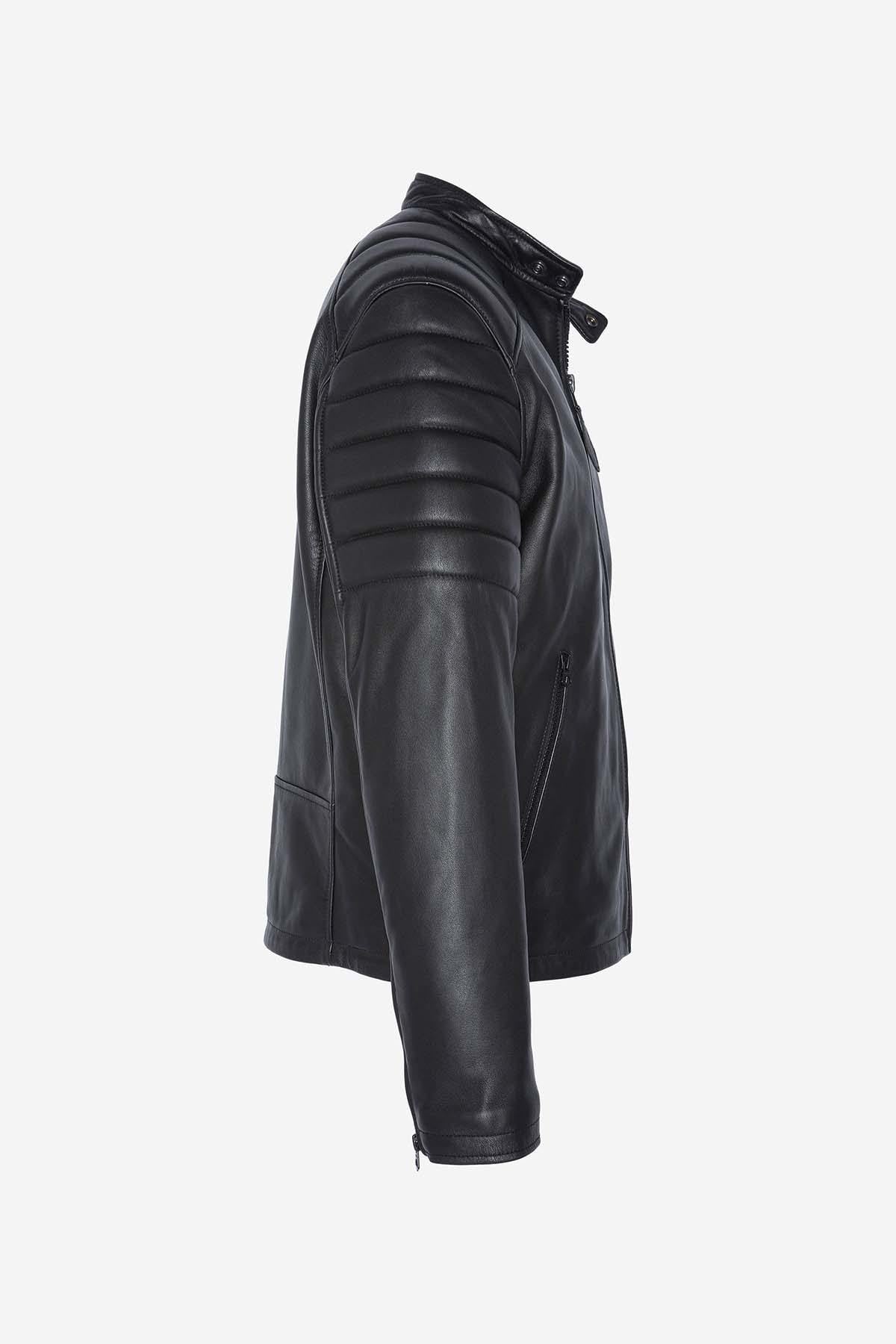 Giacche Uomo Schott LCBIKERQTBD BLACK — vista 9