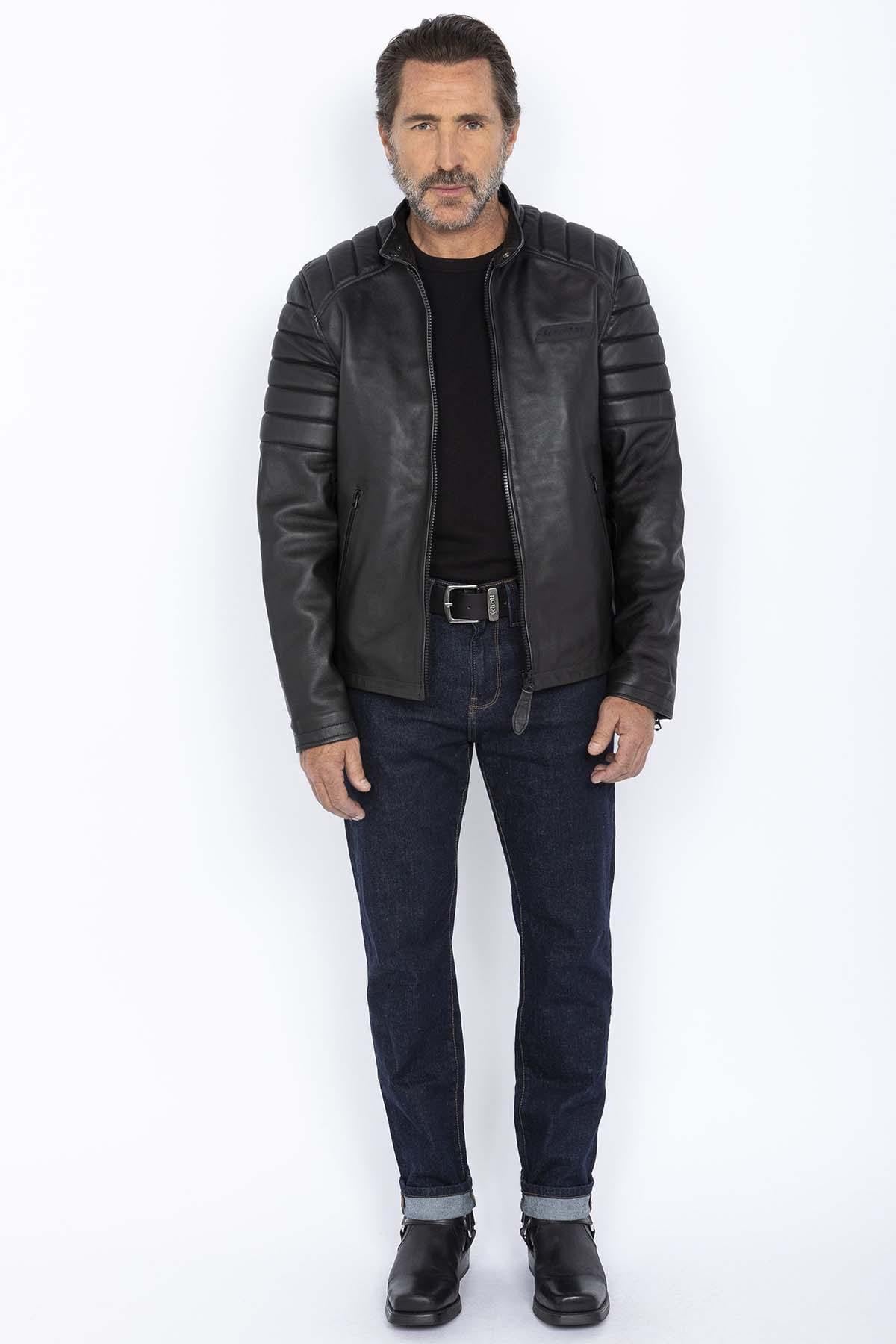 Giacche Uomo Schott LCBIKERQTBD BLACK — vista 3