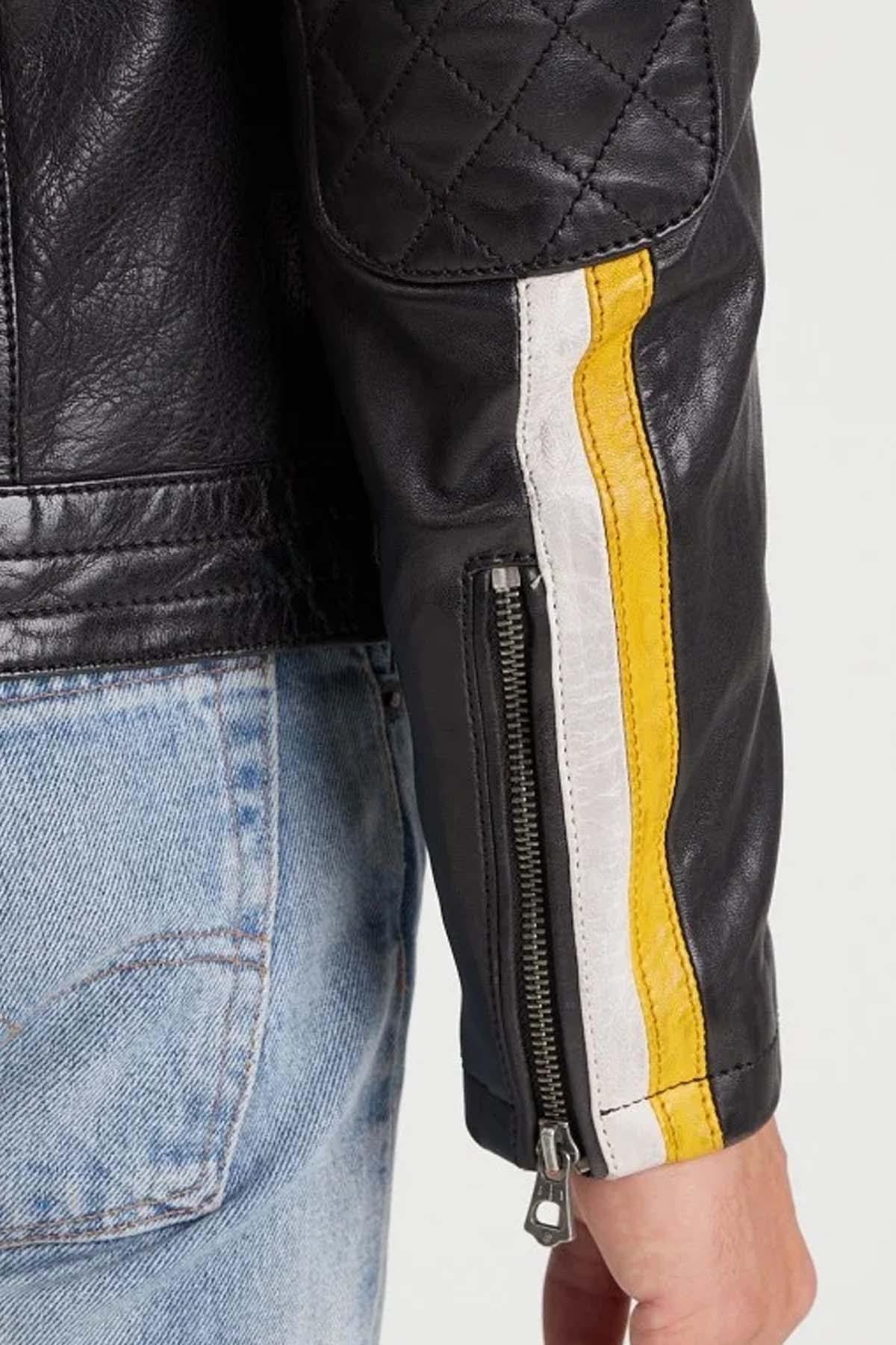 Blouson Homme Daytona PHILADELPHIA LAMB VITA BLACK / YELLOW — vue 5