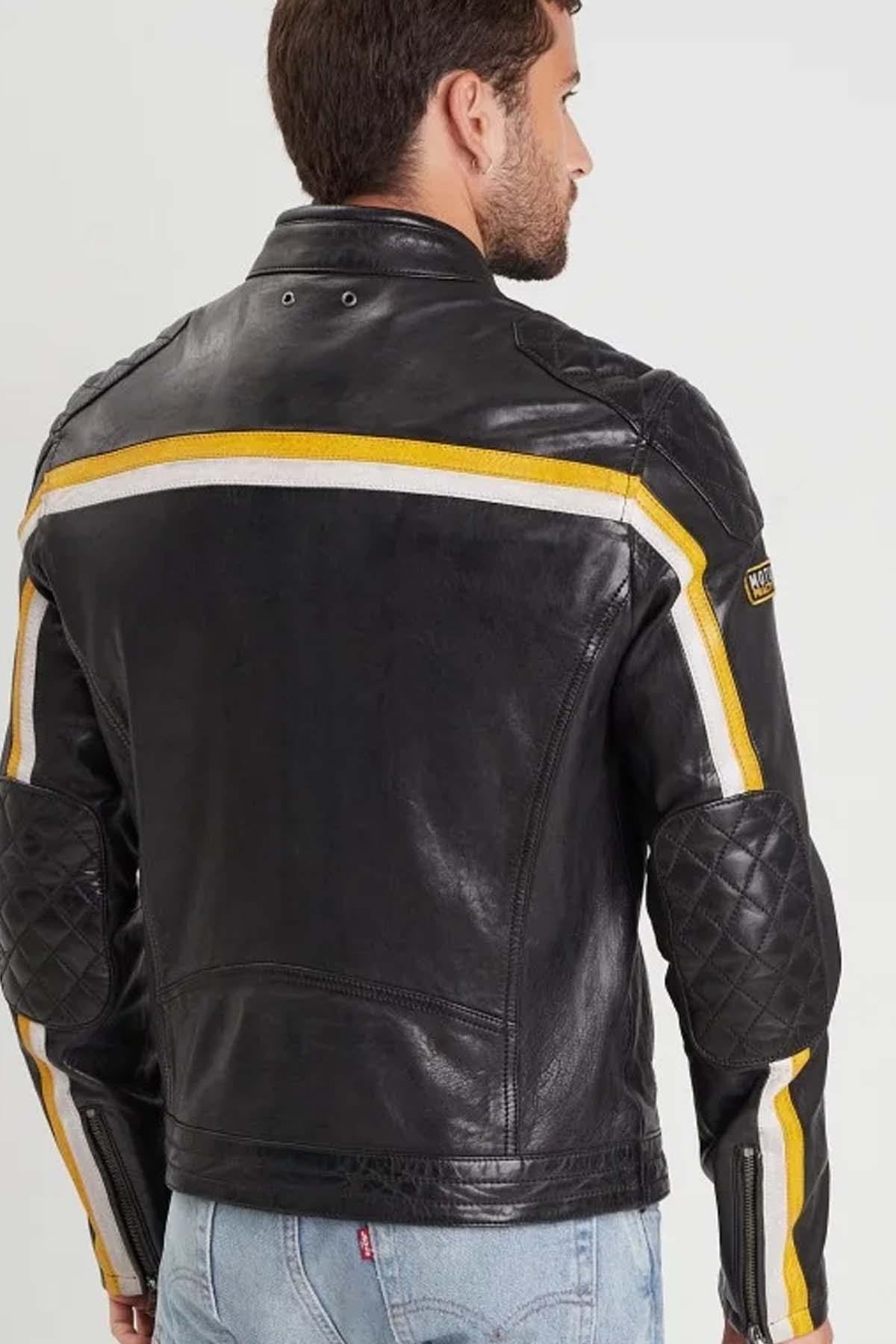 Blouson Homme Daytona PHILADELPHIA LAMB VITA BLACK / YELLOW — vue 4