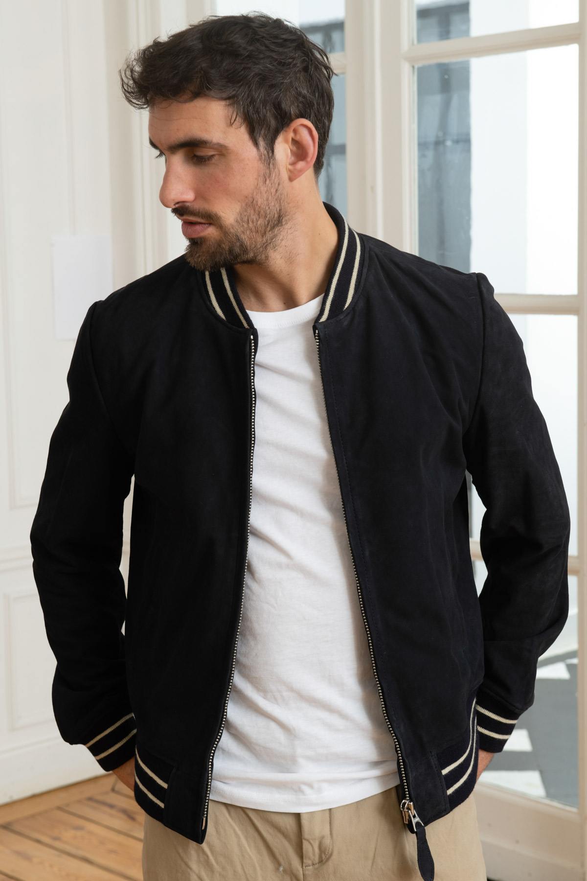 Blouson Homme Schott LC300STRIPE NAVY — vue 1