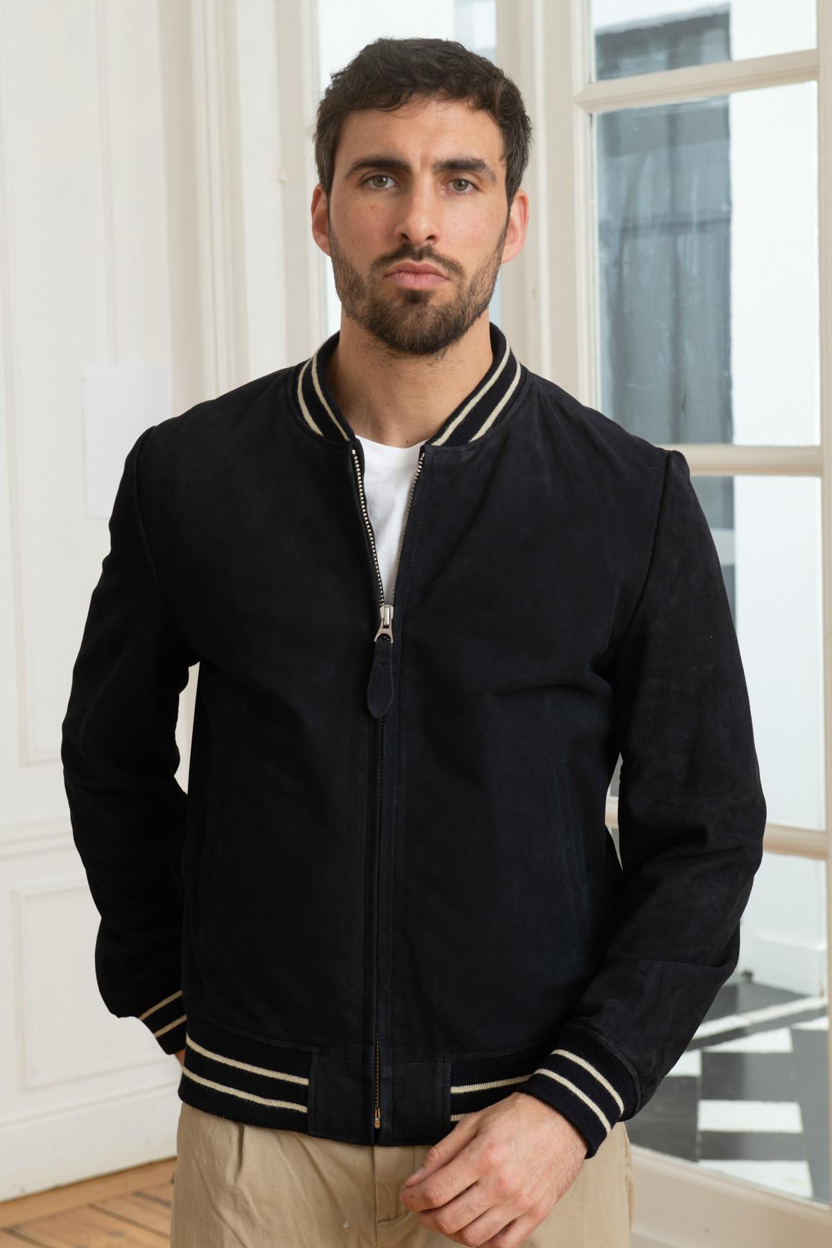 Blouson Homme Schott LC300STRIPE NAVY — vue 3