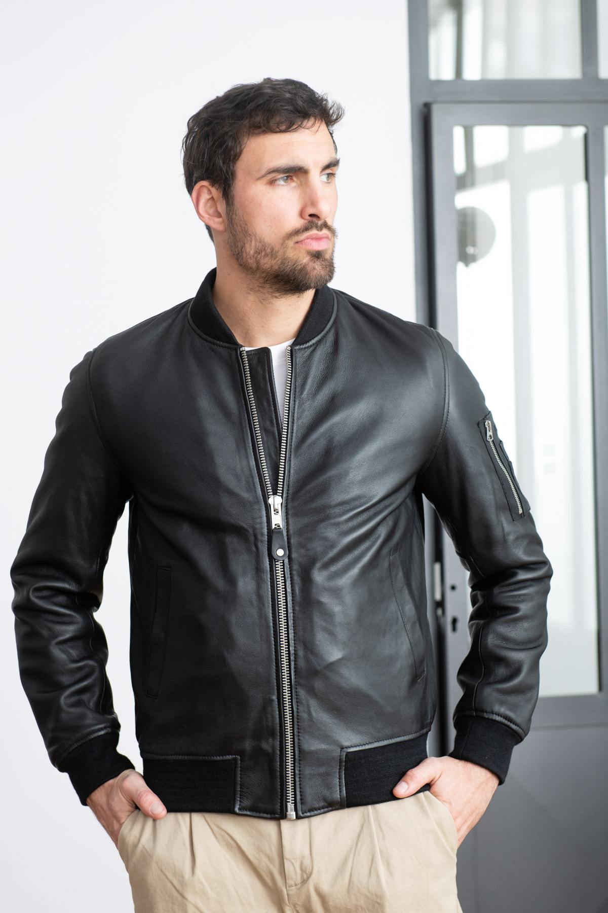 Chaqueta Hombre Schott LCBOMB BLACK — vista 4