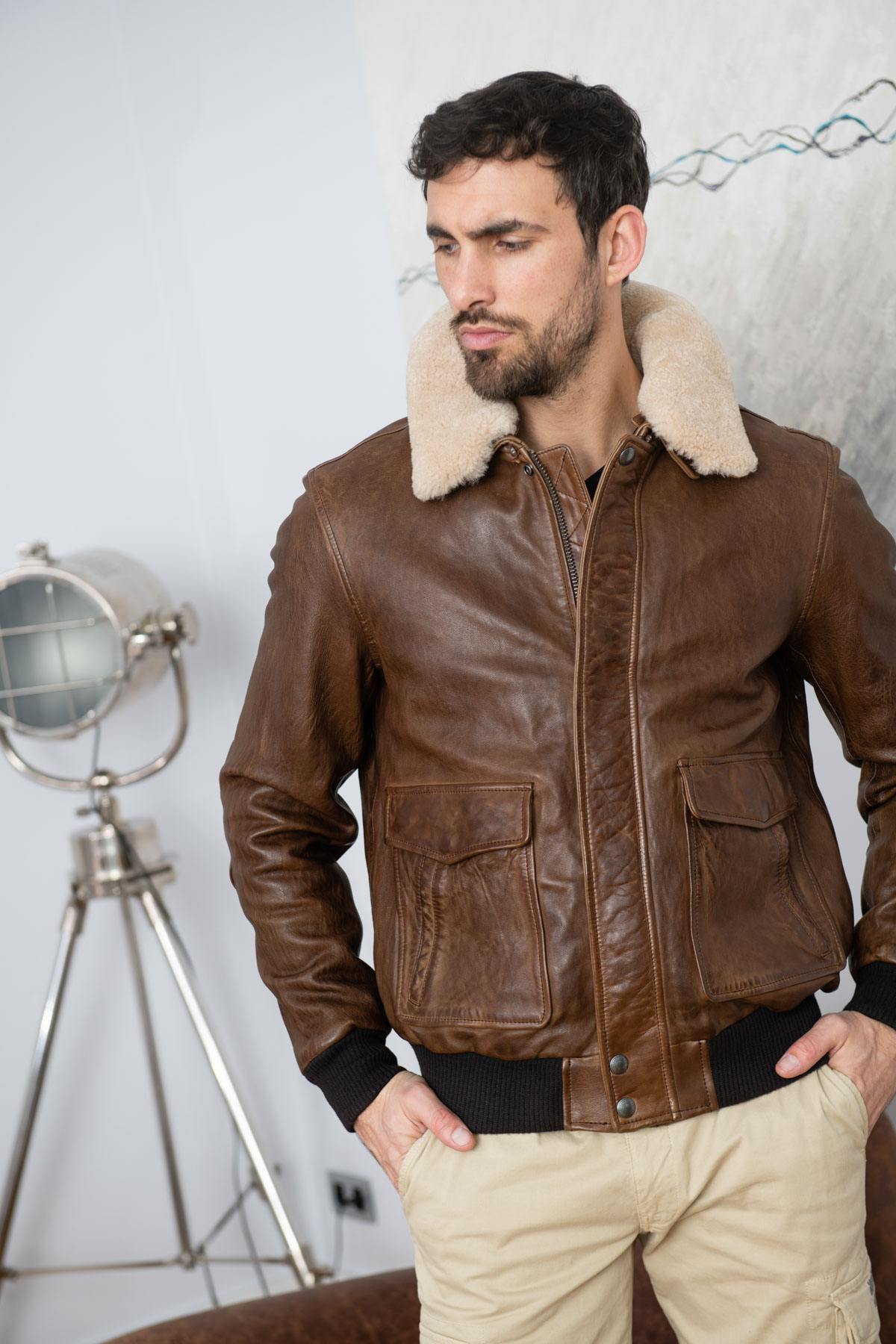 Giacche Uomo Daytona CORSAIR FUR SHEEP PETROL BISON — vista 4