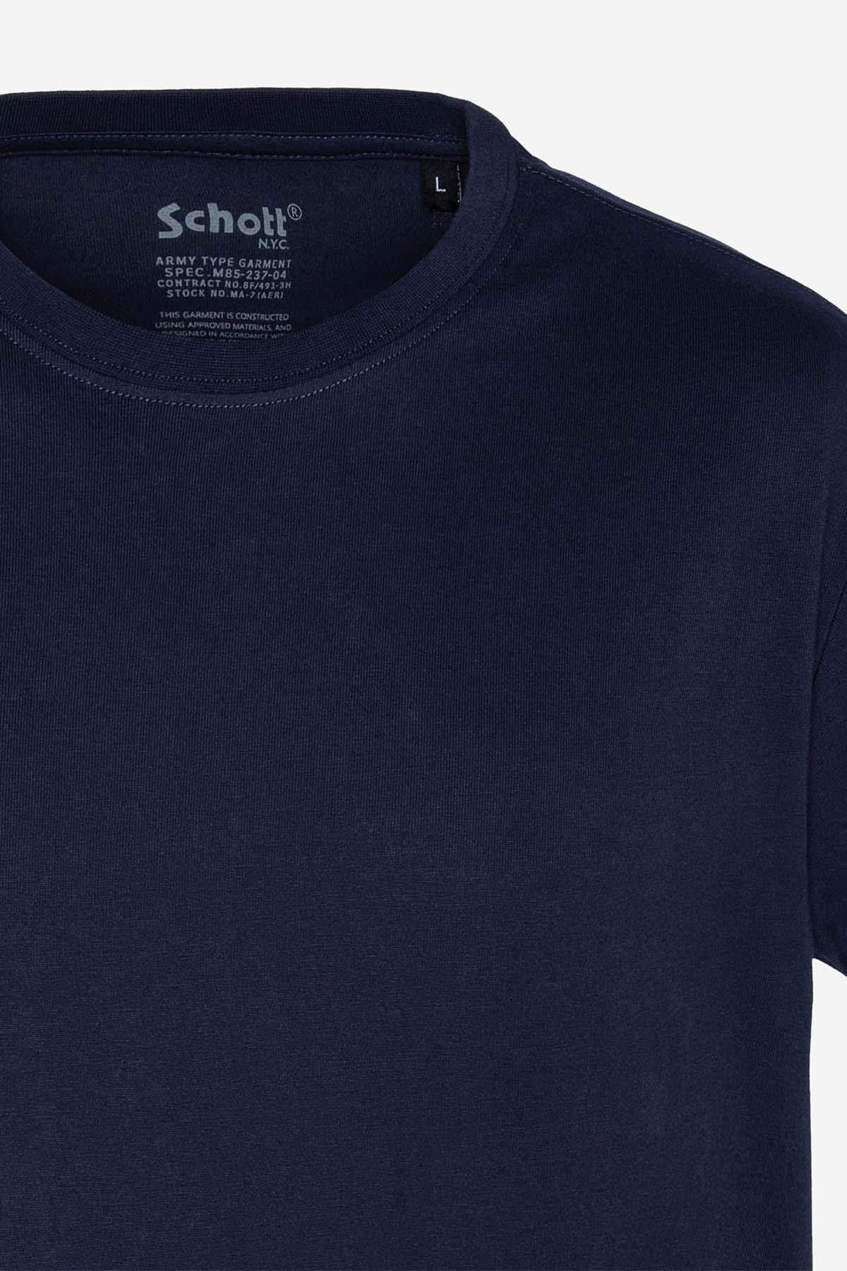 T-shirt Uomo Schott TS01MC NAVY/GREY — vista 8