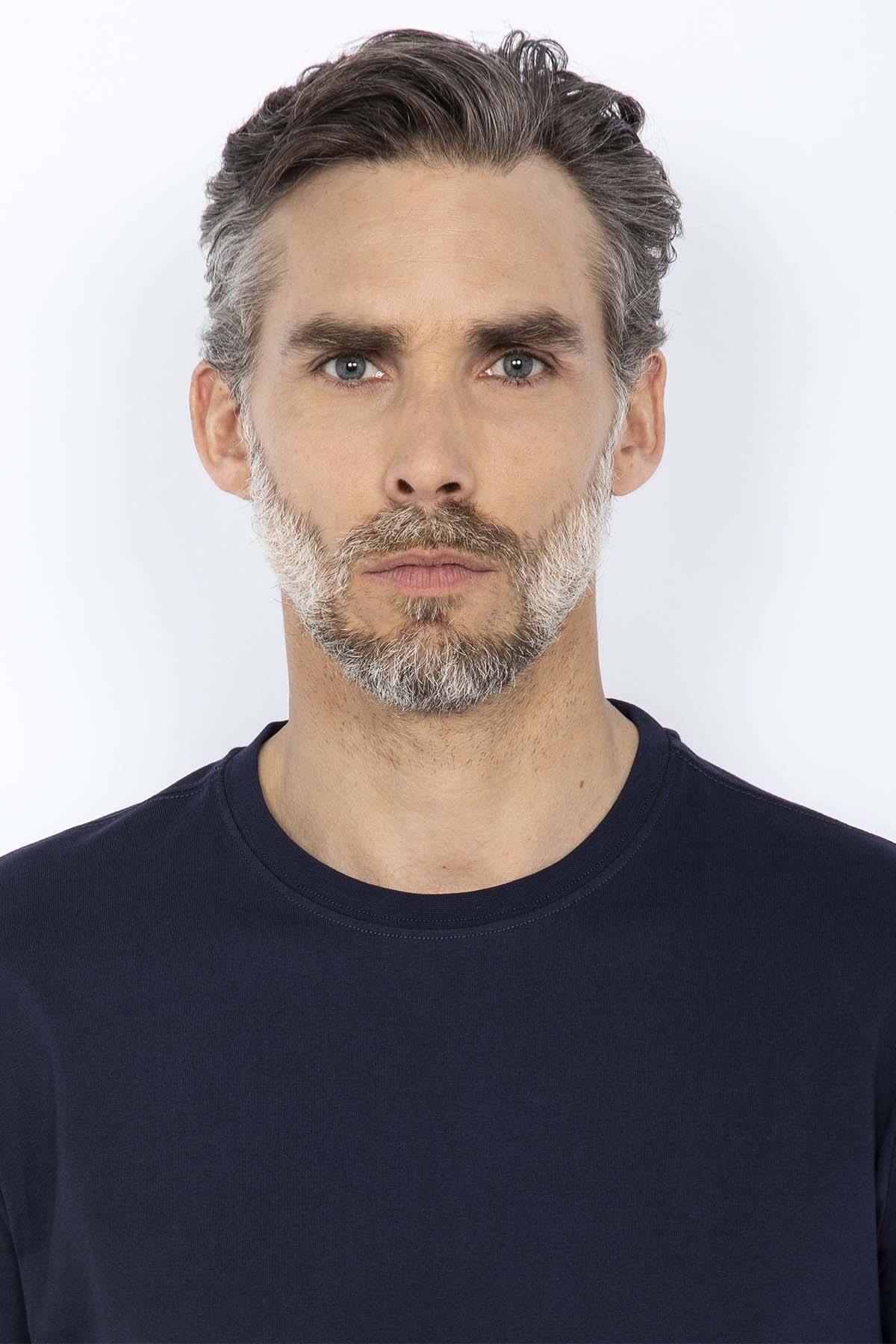 T-shirt Uomo Schott TS01MC NAVY/GREY — vista 10