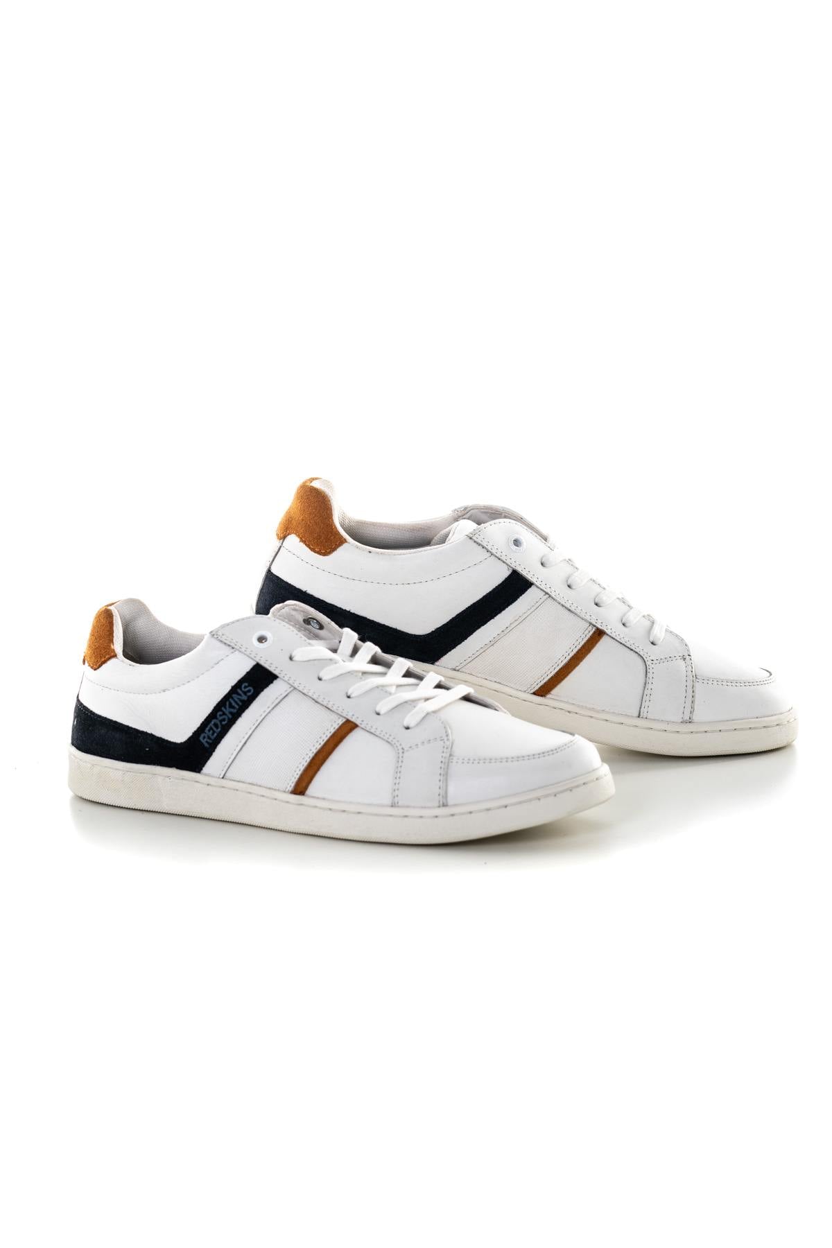 Scarpe Da Ginnastica In Pelle Uomo Redskins FALKO BLANC MARINE ORANGE — vista 1