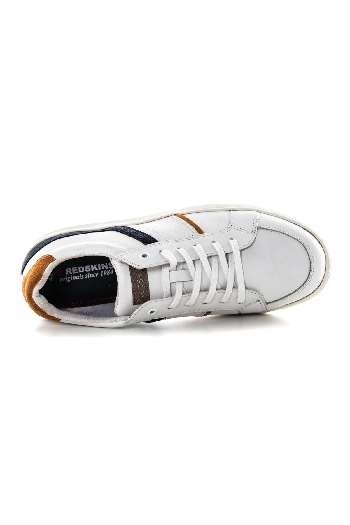 Scarpe Da Ginnastica In Pelle Uomo Redskins FALKO BLANC MARINE ORANGE — vista 3