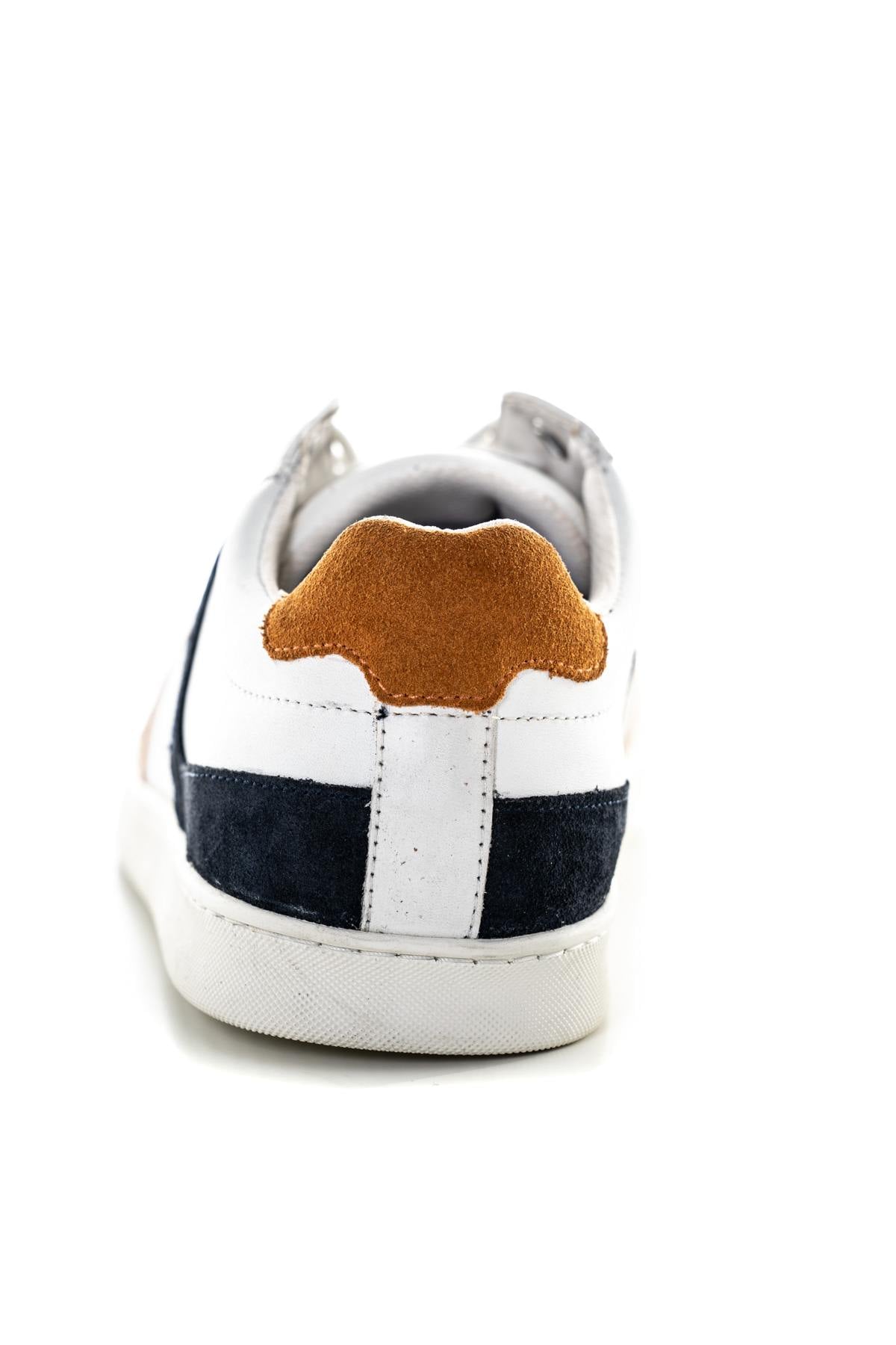 Scarpe Da Ginnastica In Pelle Uomo Redskins FALKO BLANC MARINE ORANGE — vista 6