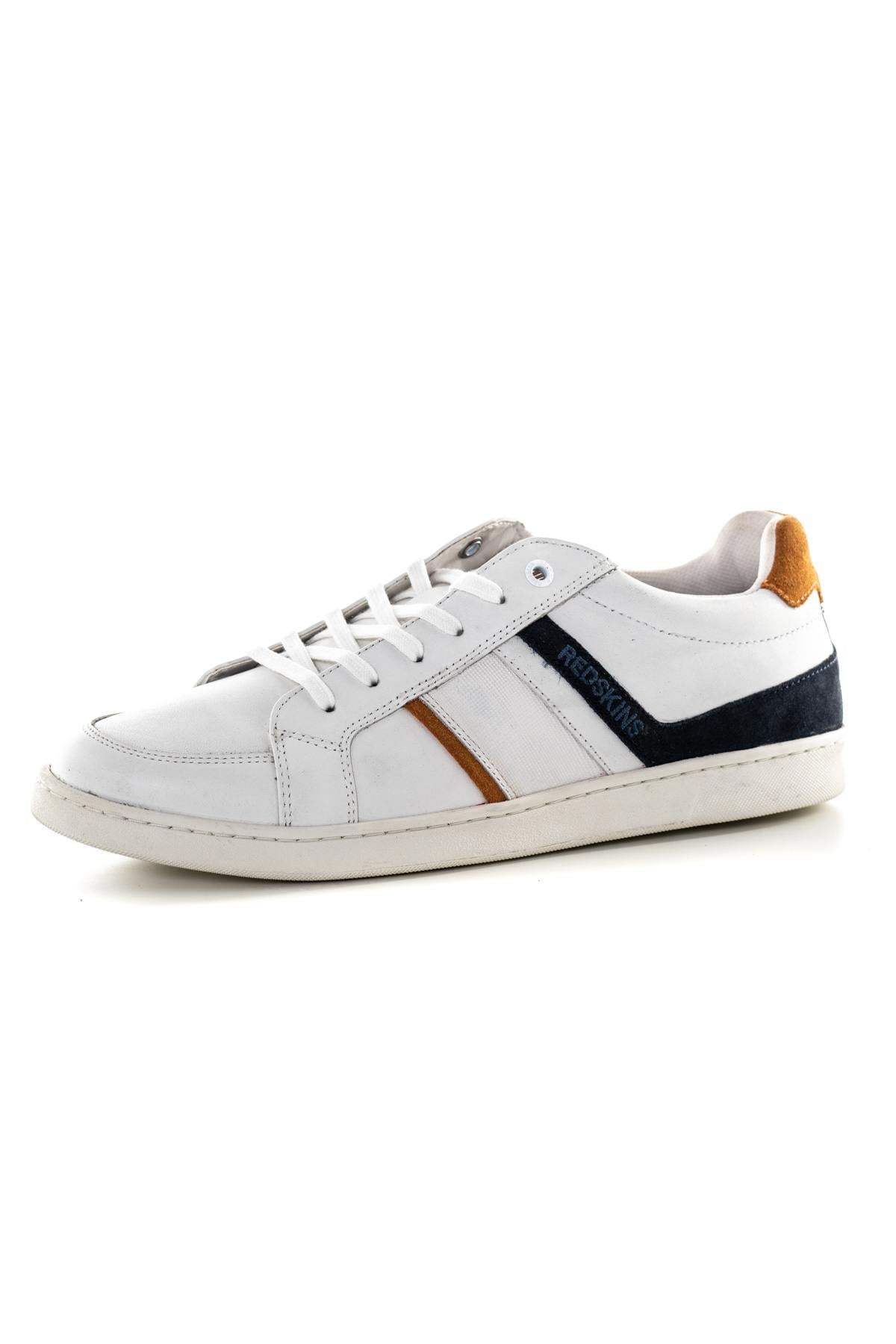 Scarpe Da Ginnastica In Pelle Uomo Redskins FALKO BLANC MARINE ORANGE — vista 7
