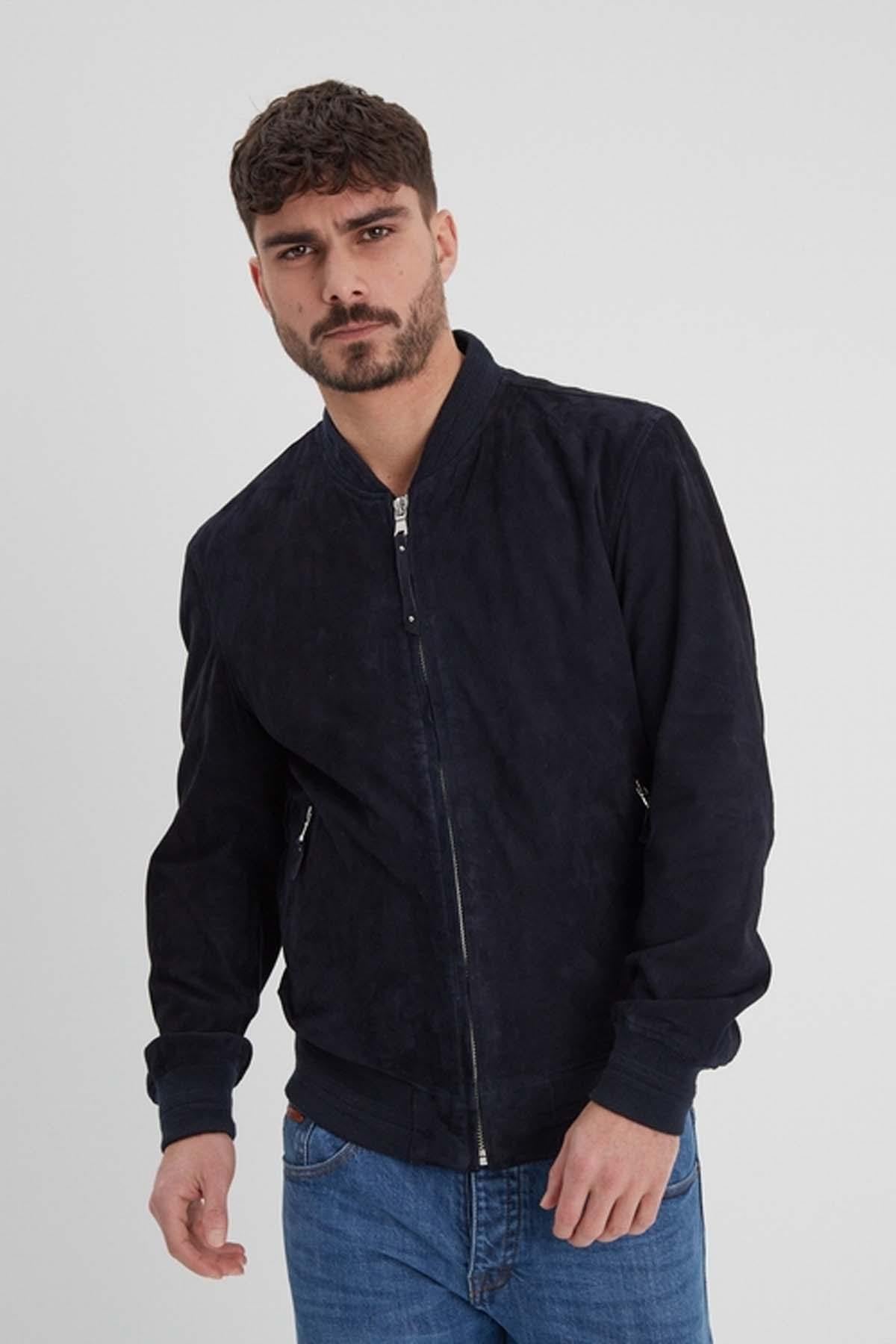 Giacche Uomo Daytona WINDON GOAT SUEDE NAVY — vista 1