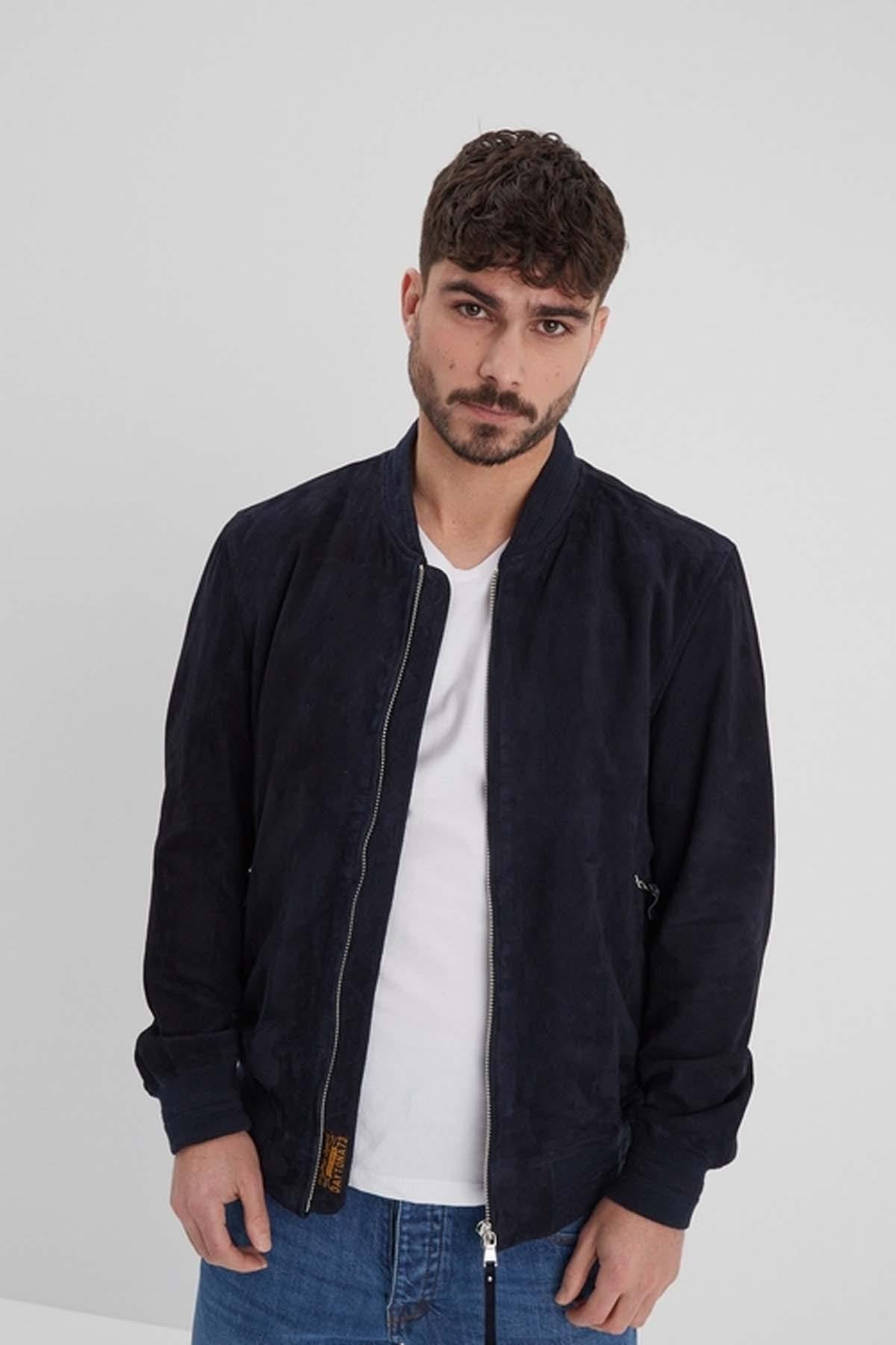 Giacche Uomo Daytona WINDON GOAT SUEDE NAVY — vista 4