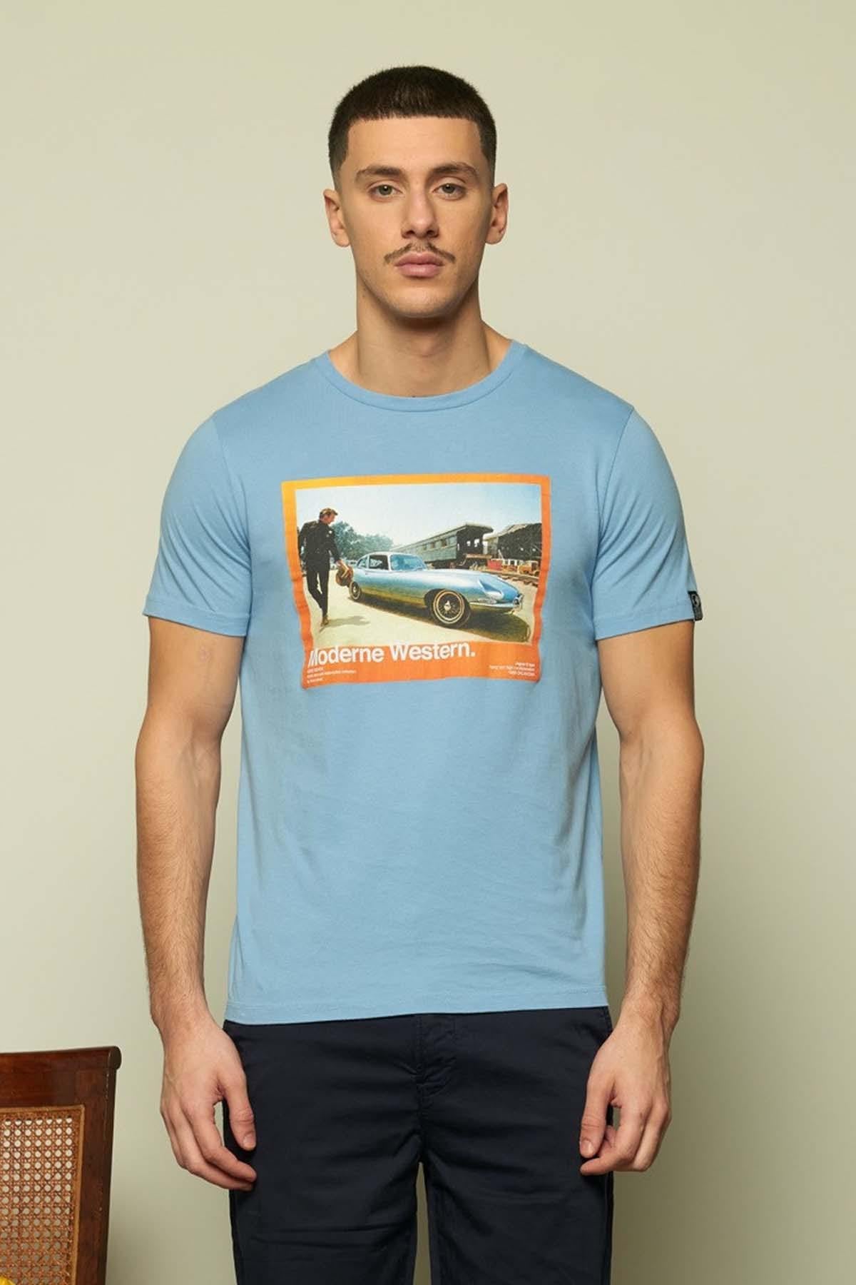 T-shirt Uomo Steve Mcqueen WESTERN AIR BLUE — vista 1