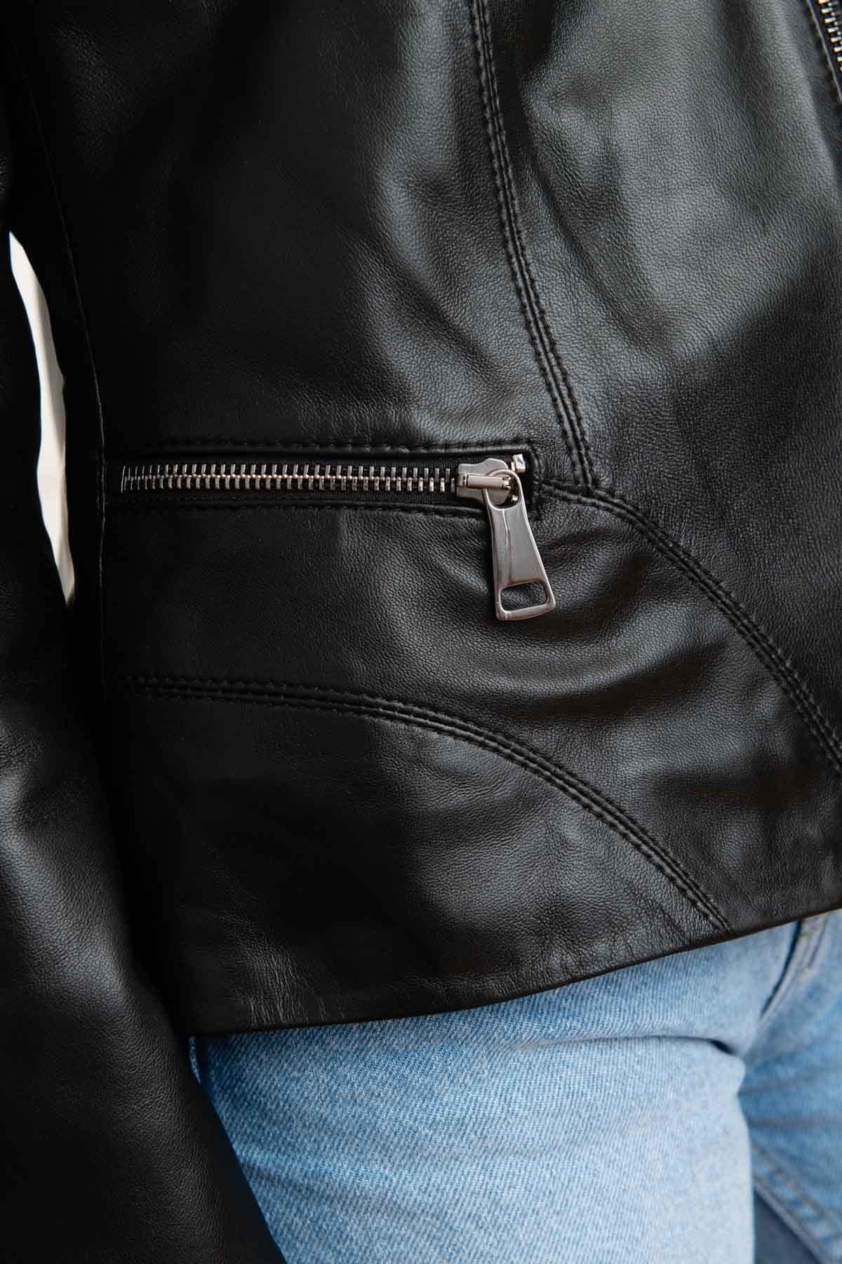 Damen Jacke Cityzen CHRISTELLE AGNEAU PERLE NOIR — Ansicht 7