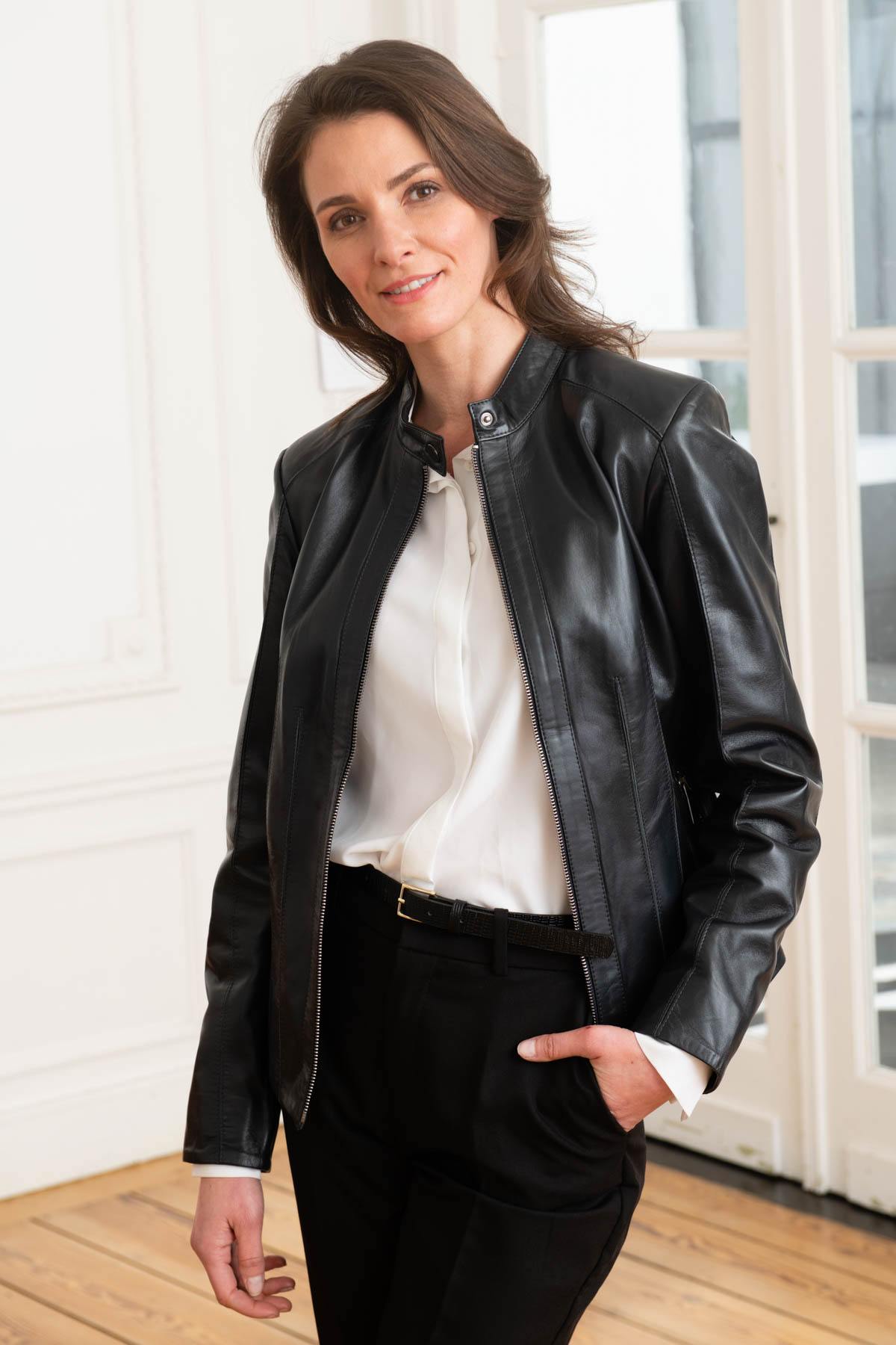 Damen Jacke Cityzen AGATHA AGNEAU PERLE BLEU MARINE — Ansicht 3