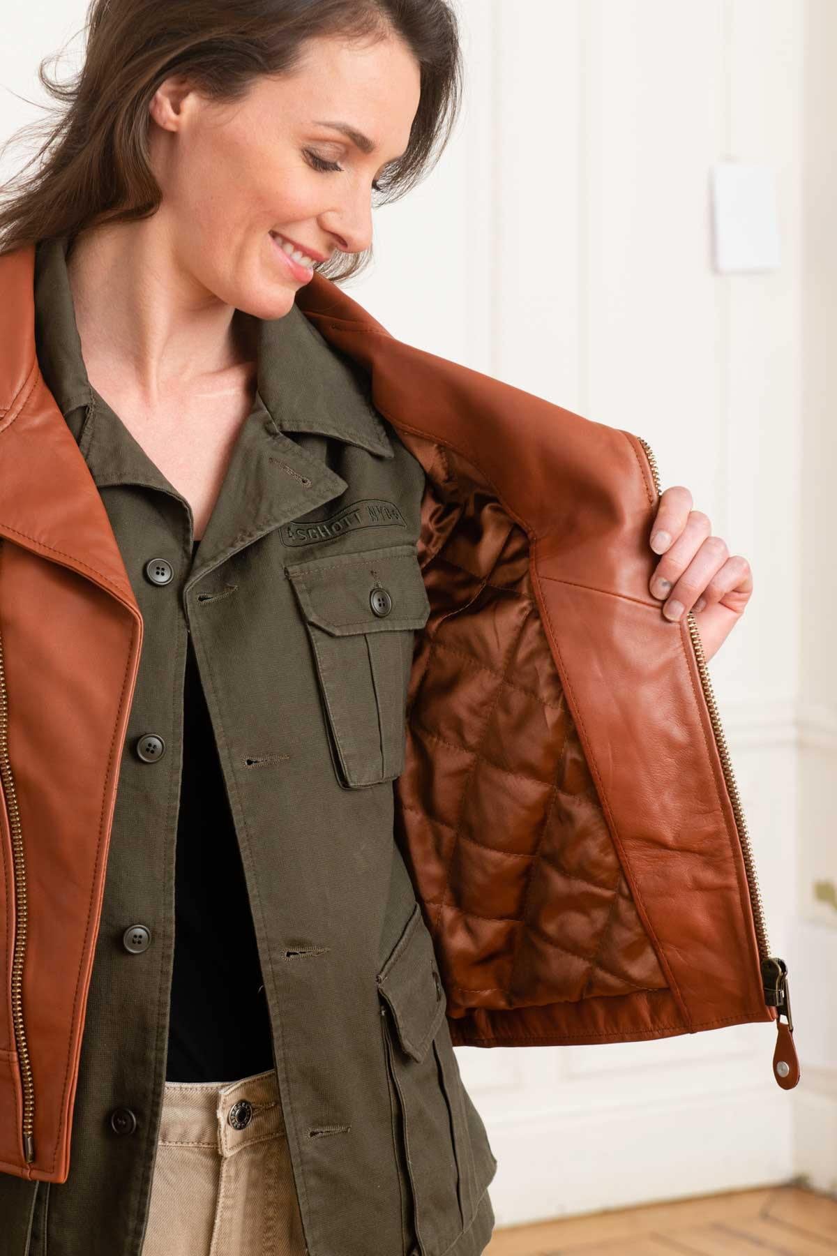 Chaqueta Mujeres Schott LCW1601D COGNAC — vista 4